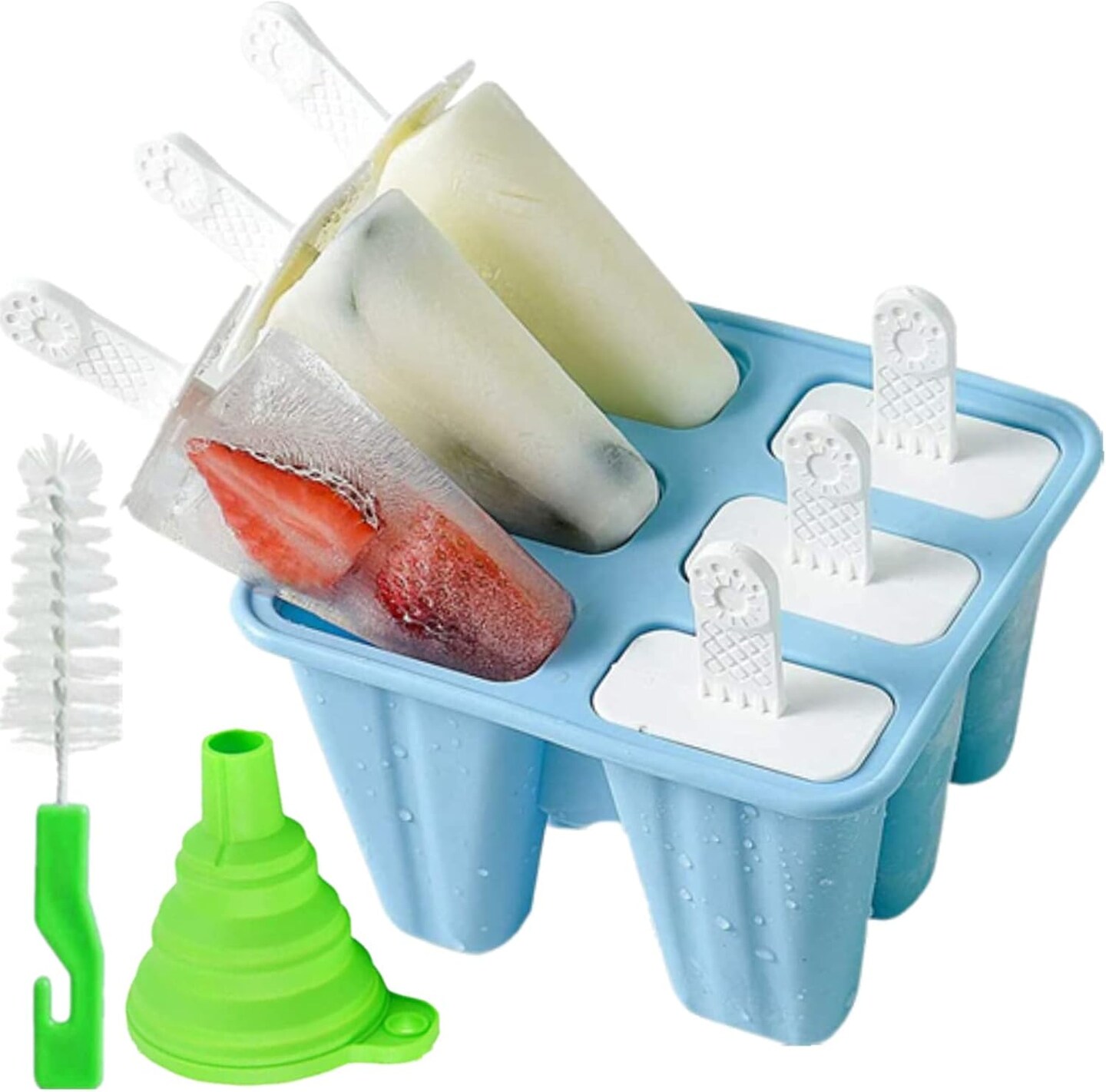 Popsicle Mould&#xFF0C;Popsicle Maker Popsicle Molds 6 Pieces Silicone Ice Pop Molds BPA Free Popsicle Mold Reusable Easy Release Ice Pop Make (Blue)