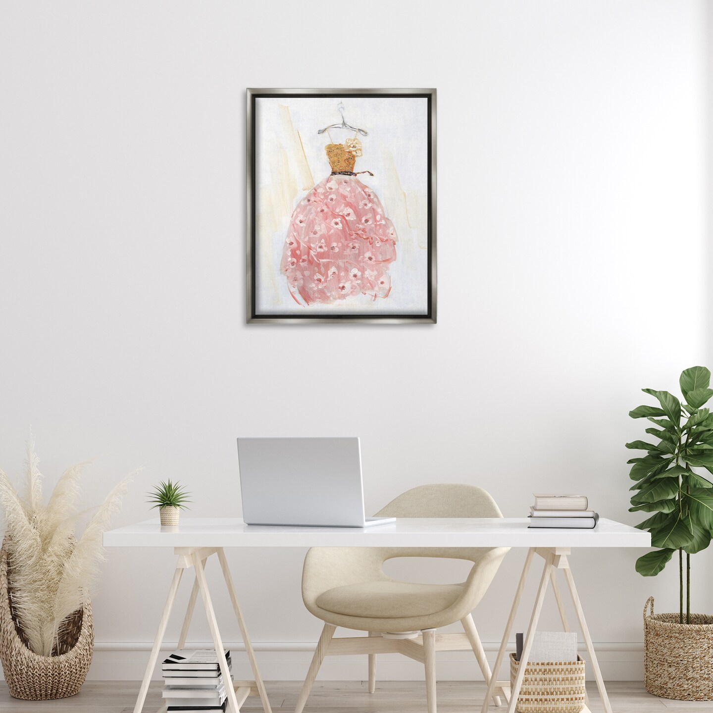 Stupell Industries Elegant & Sophisticated Pink Gown Floating Frame Design By Sally Swatland
