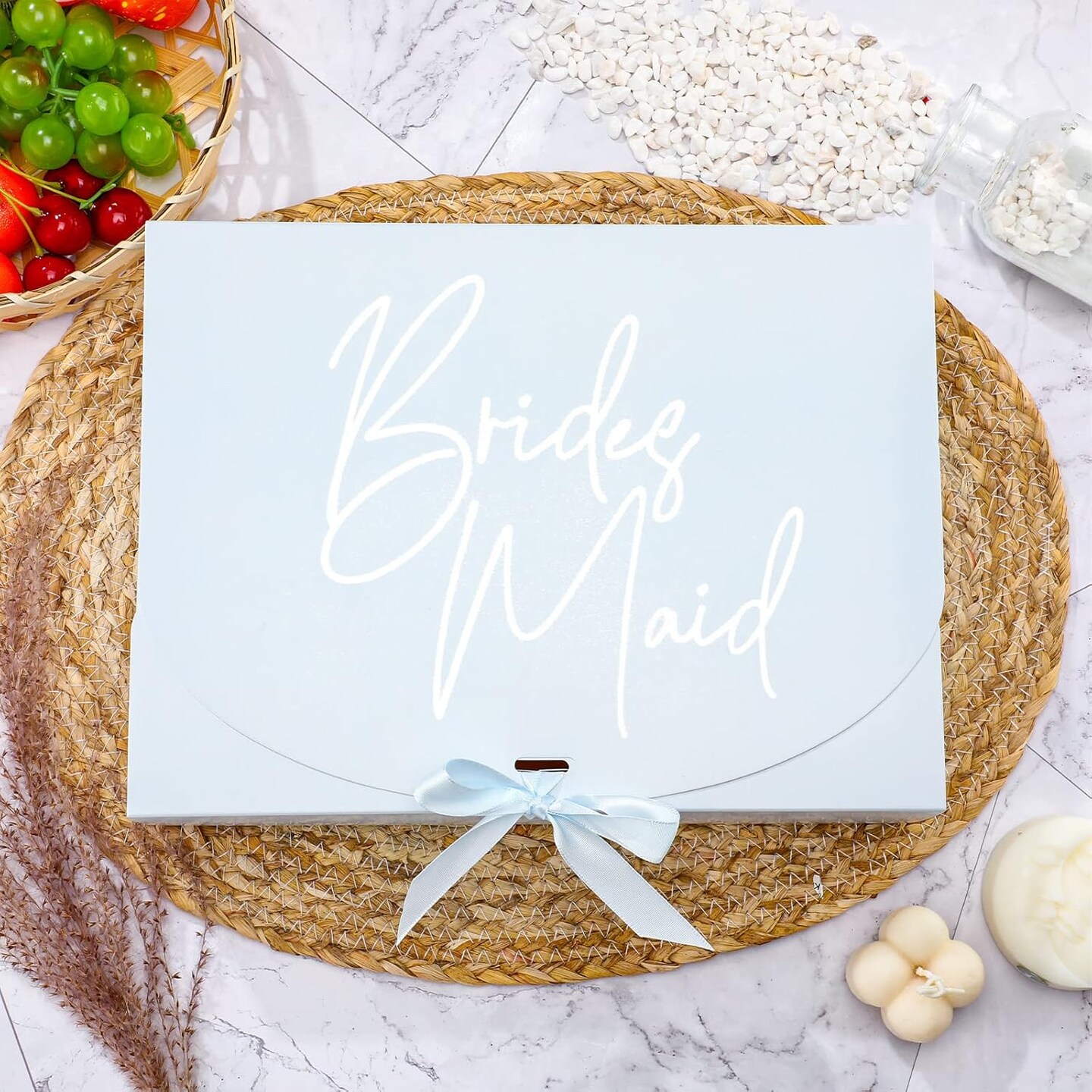 8 Pack Bridesmaid Proposal Gifts Boxes Set, Will You Be My Maid/Matron of Honor Box with Ribbon for Wedding Bridal Party Supplies(Blue Series Style)