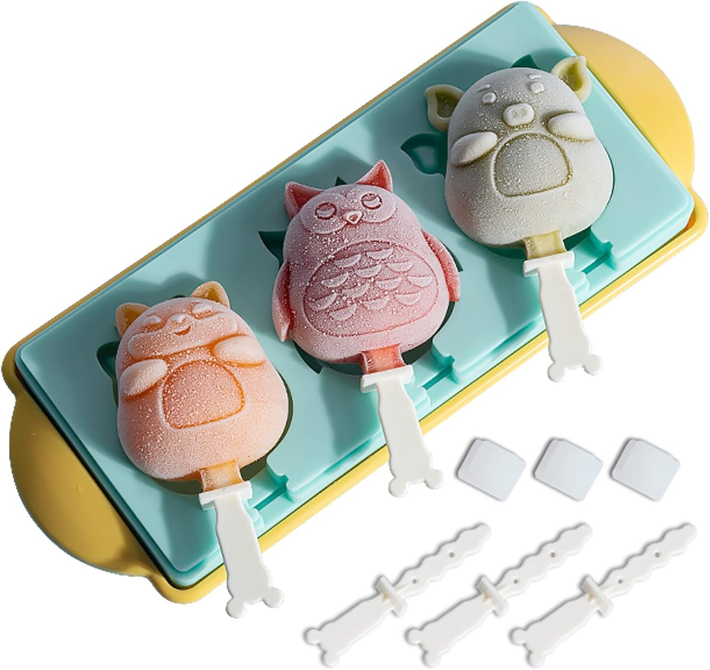Popsicle Molds Ice Pop Molds Silicone 3 Cavities Ice Cream Mold animals & fruit Cake Pop Mold DIY Popsicle Ice Pop Molds Flexible Silicone Popsicle Makers… (Sled dogs)