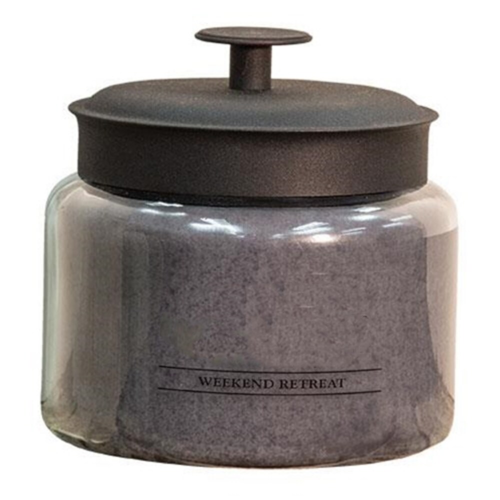 48 oz Weekend Retreat Clear Burn Wax Jar Candle with Exotic Spices and Cedar Fragrance