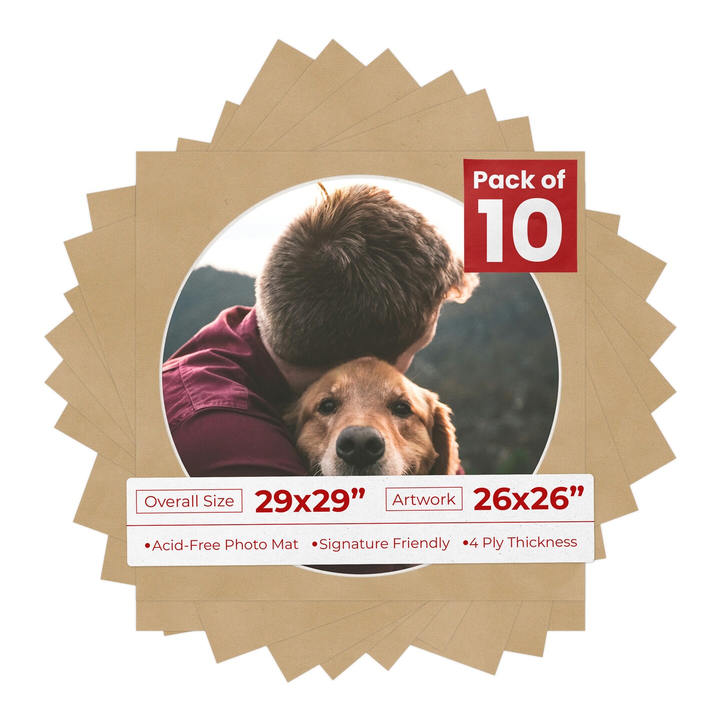 Beige Suede Mat Board for 29x29 Frames - Circle Opening for 26x26 Photos