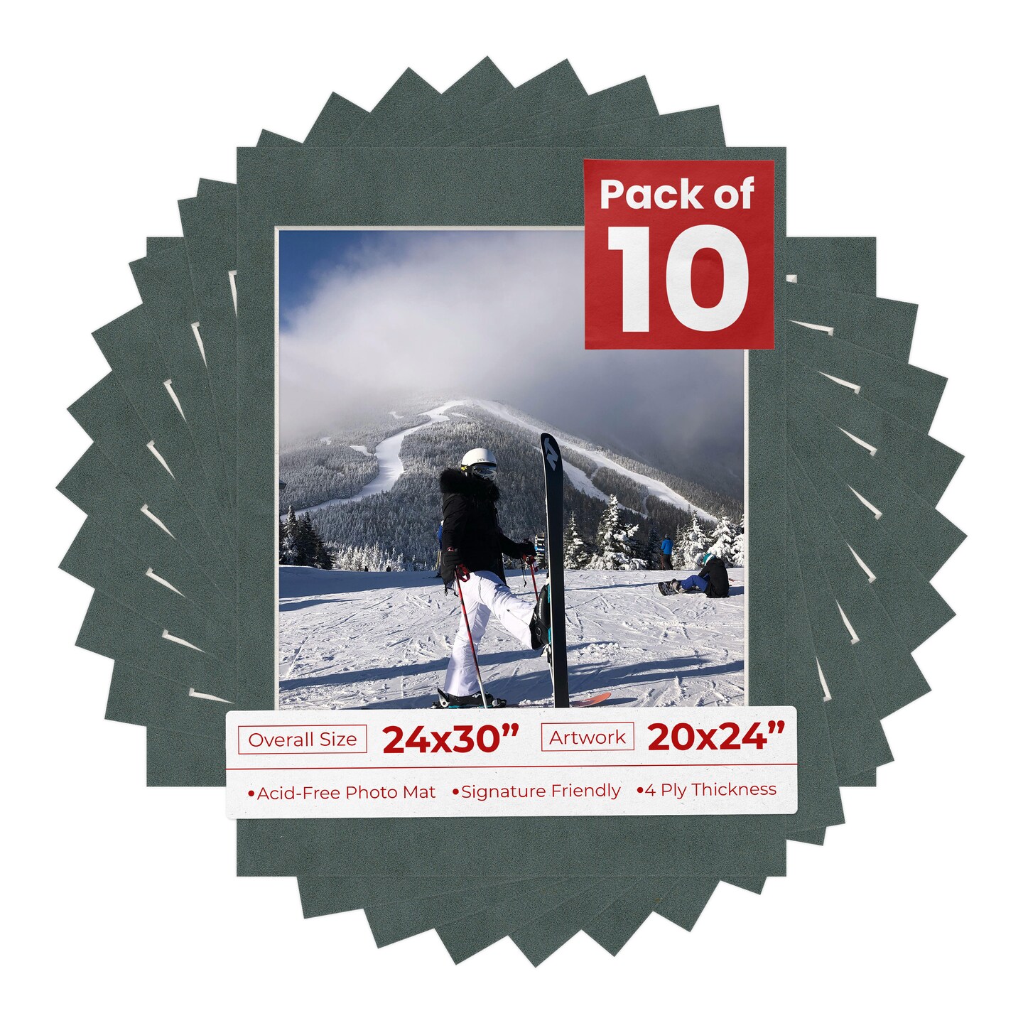 Dark Grey Suede Mat Board for 24x30 Frames - Fits 20x24 Photos