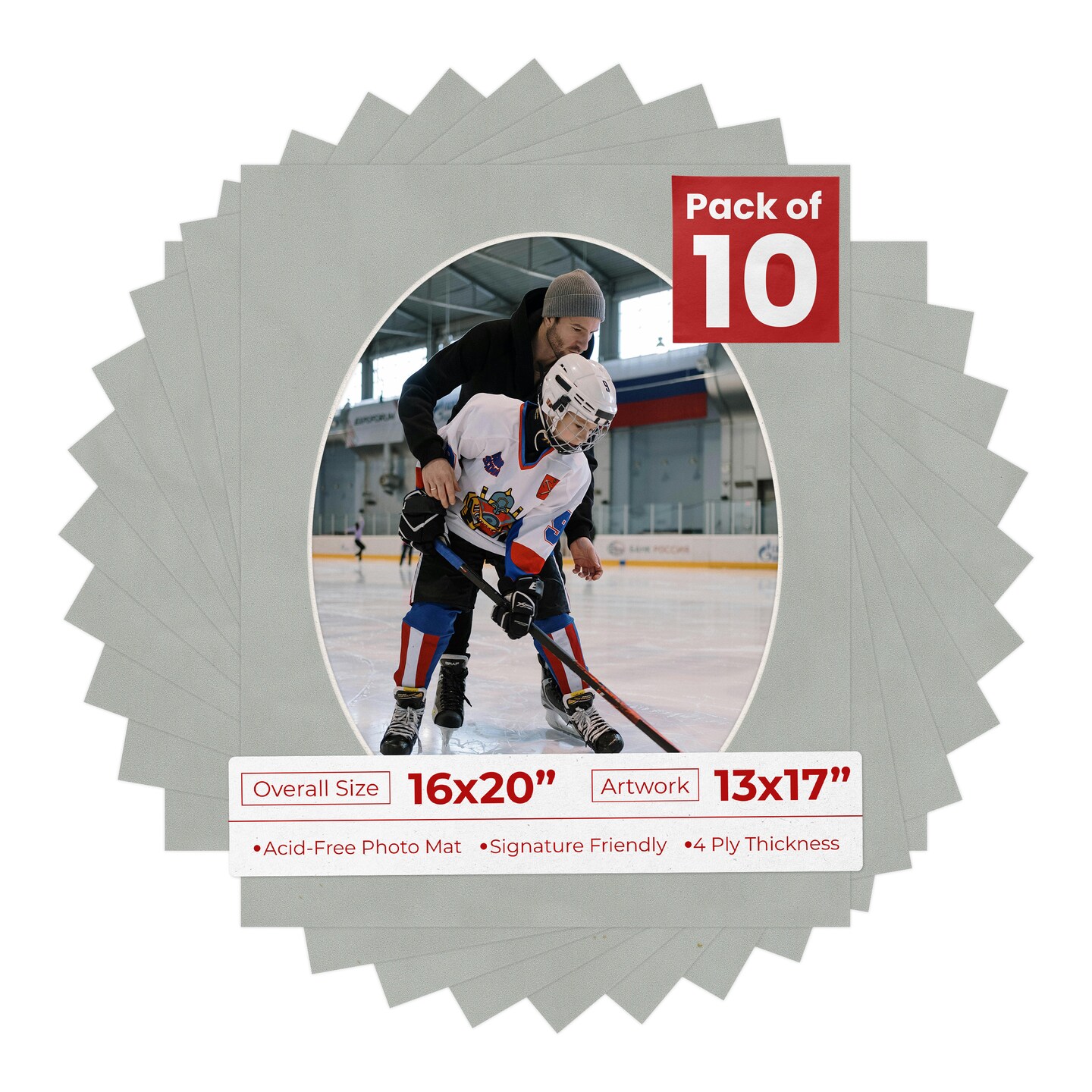 Light Grey Suede Mat Board for 16x20 Frames - Oval Opening for 13x17 Photos