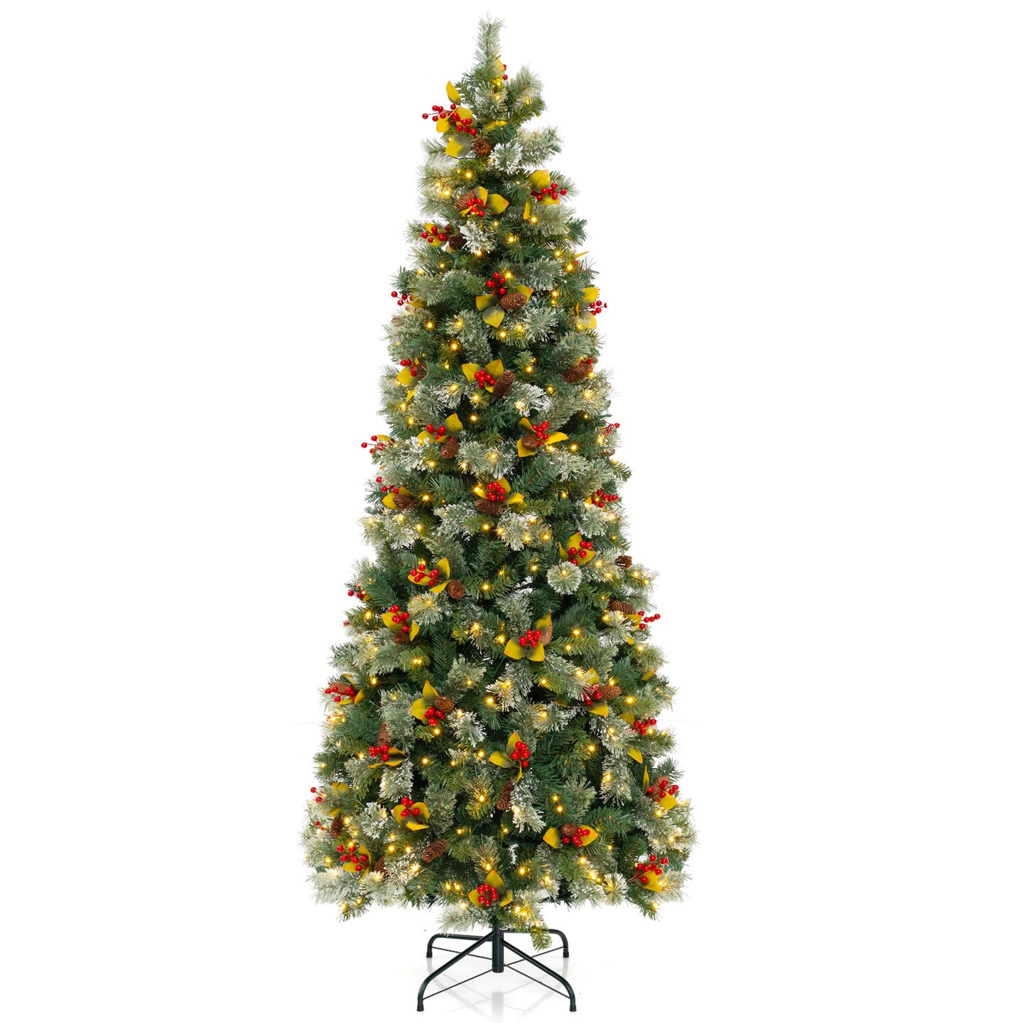 Pre-Lit Artificial Christmas Tree with PVC and Pine Needles