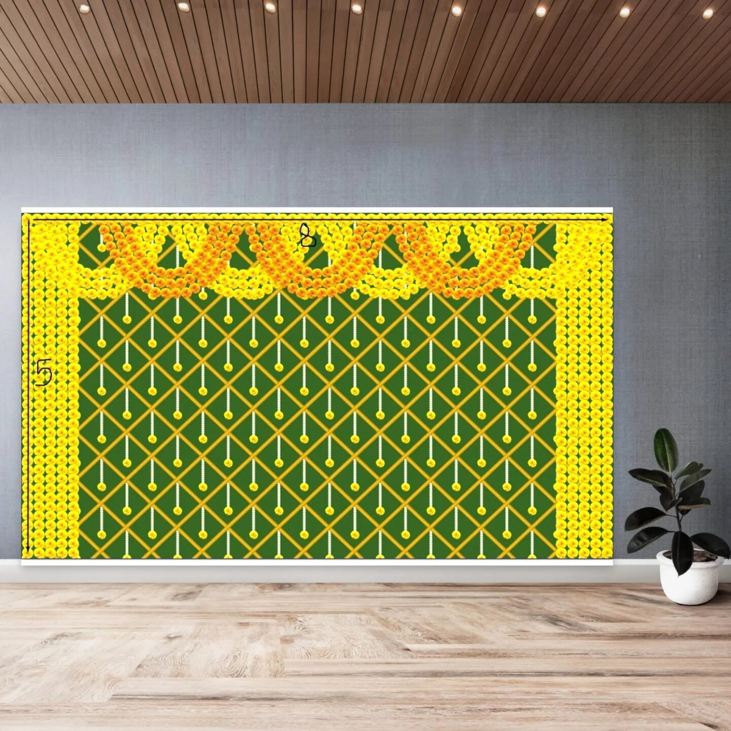 Marigold Backdrop Indian Traditional Cloth Backdrop 5x8 Feet Pooja Backdrop Indian Wall Art Photo Decor Banner Diwali Decor Wedding Backdrop Decorative Cloth Backdrop