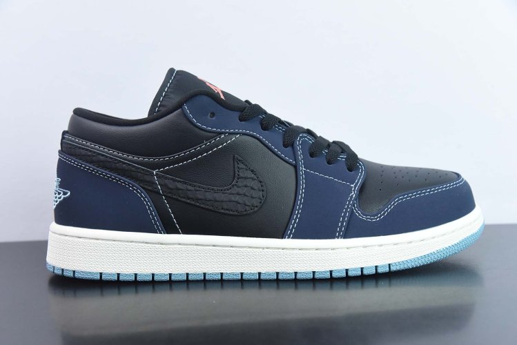 Nike Air Jordan 1 Low Snakeskin Black White Midnight Navy FJ5478