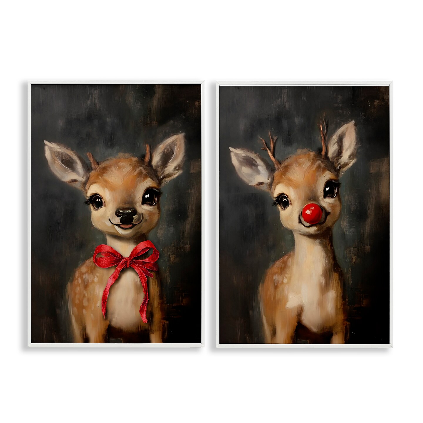 Stupell Industries Baby Reindeer Characters 2pc Framed Giclee Set, design by Lettered and Lined