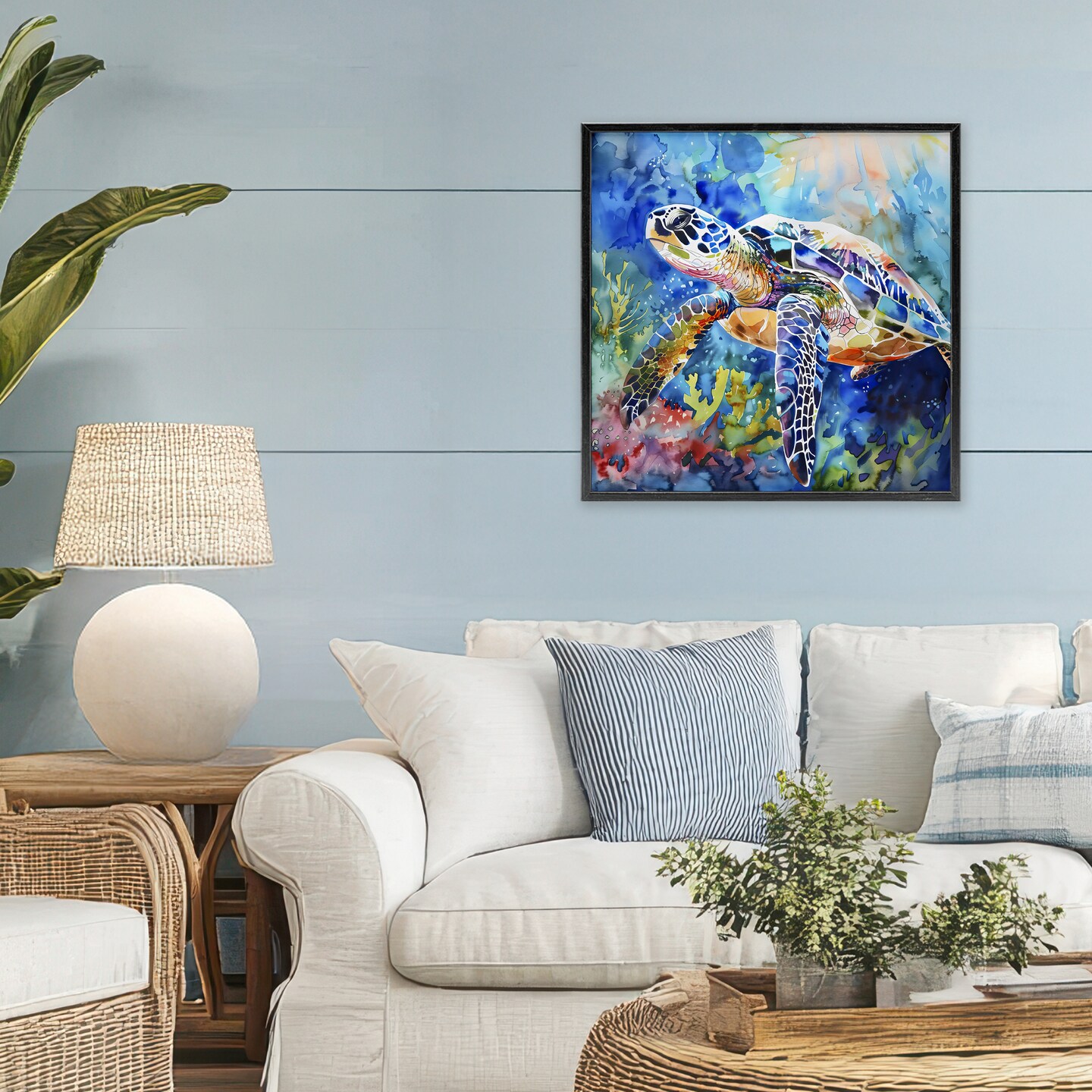 Stupell Industries Rainbow Turtle Reef Framed Giclee, design by LSR Creative Studio