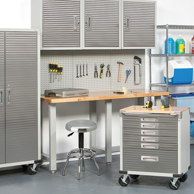 Seville Classics Stainless Steel Seat Pneumatic Adjustable Work Stool