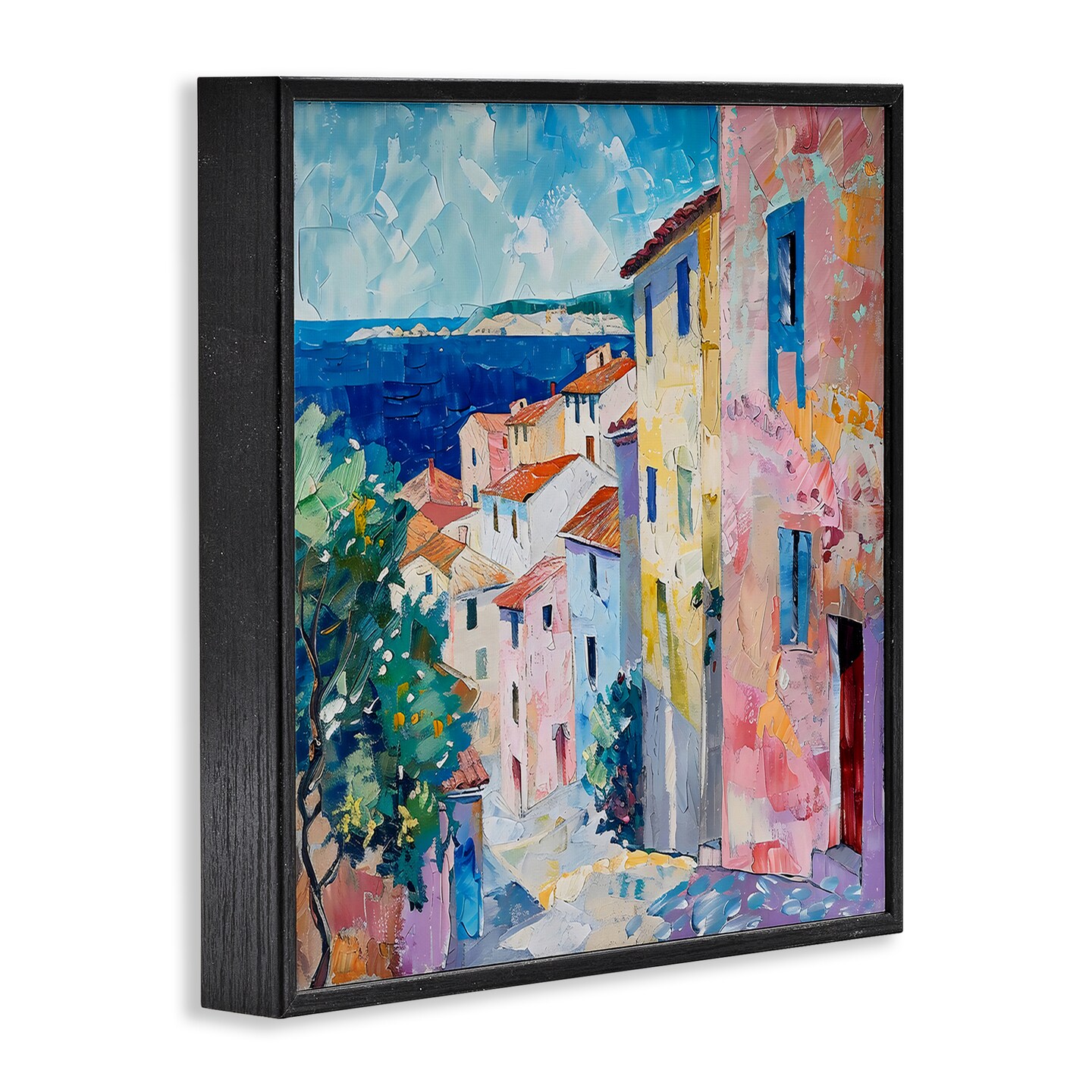 Stupell Industries Mediterranean Coastal Town Framed Giclee, design by LSR Creative Studio