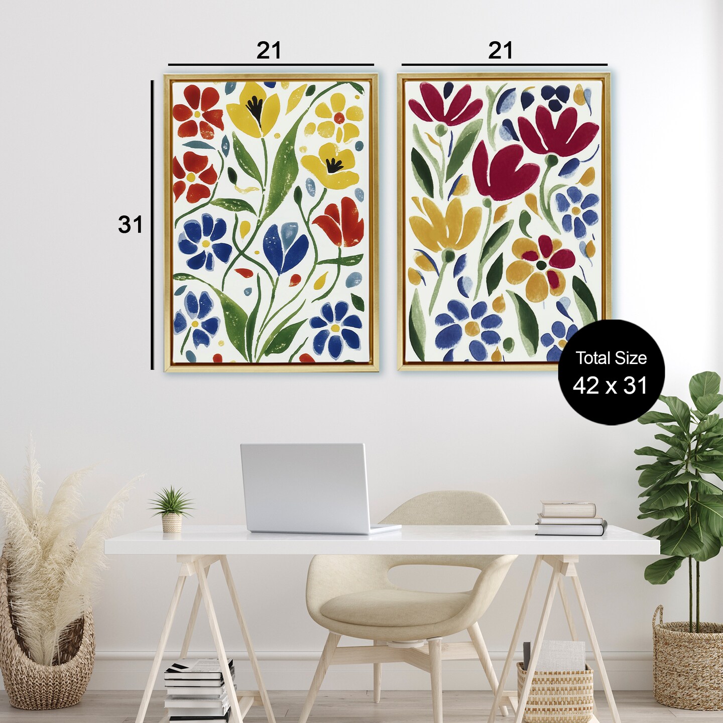 Stupell Industries Scandinavian Wild Flowers 2pc Floating Frame Set, design by Annabelle Hall