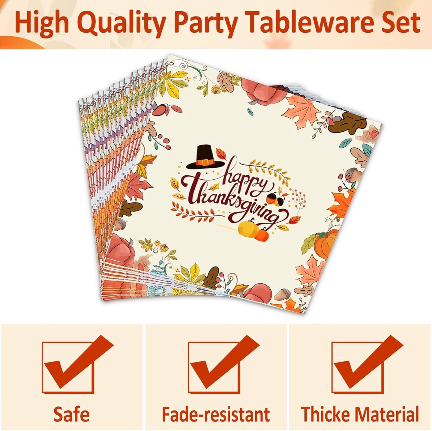 168 PCS Thanksgiving Disposable Tableware Sets - Paper Plates Napkins Cups Cutlery (Give Thanks)