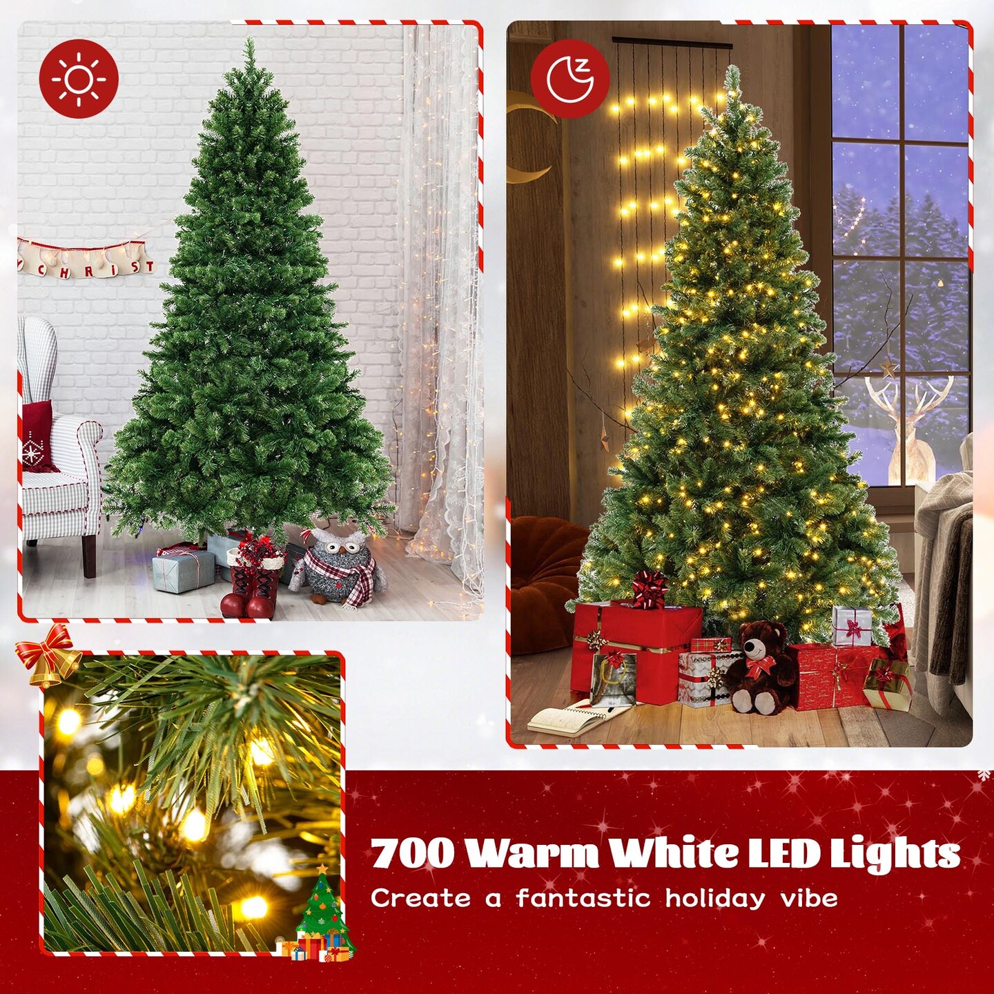 Artificial Christmas Tree with Hinged PVC Branches and LEDs