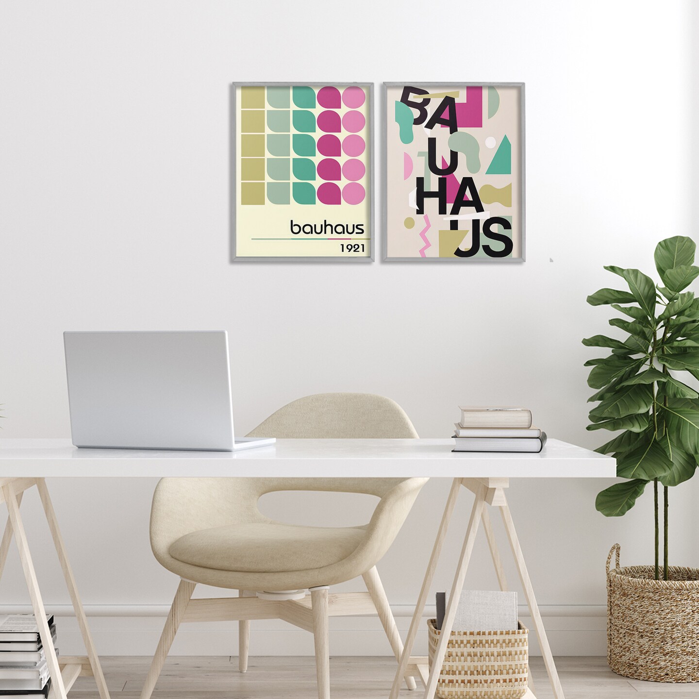 Stupell Industries Vintage 1921 Bauhaus Design 2pc Framed Giclee Set, design by Annabelle Hall