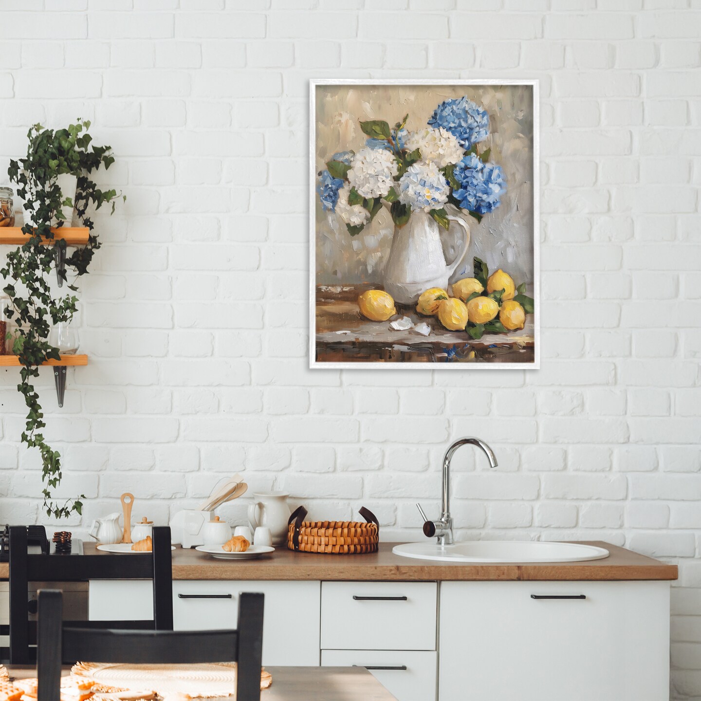 Stupell Industries Hydrangeas and Citrus Still Life Framed Giclee, design by LSR Creative Studio