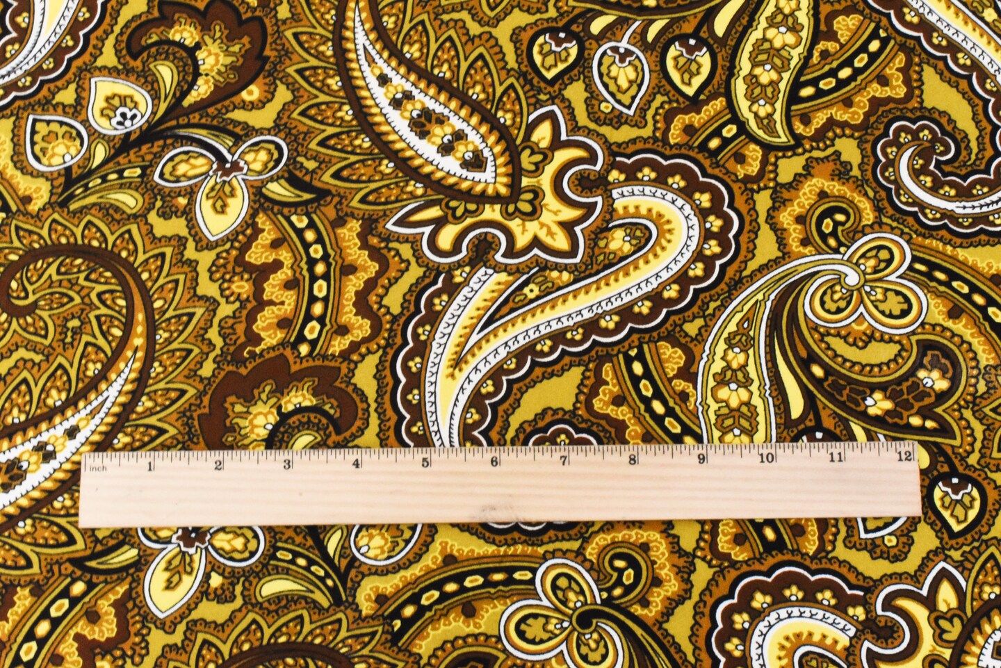 Yellow-Multi Famous Designer Viscose Paisley Printed Crepe Faille Fabric By the Yard