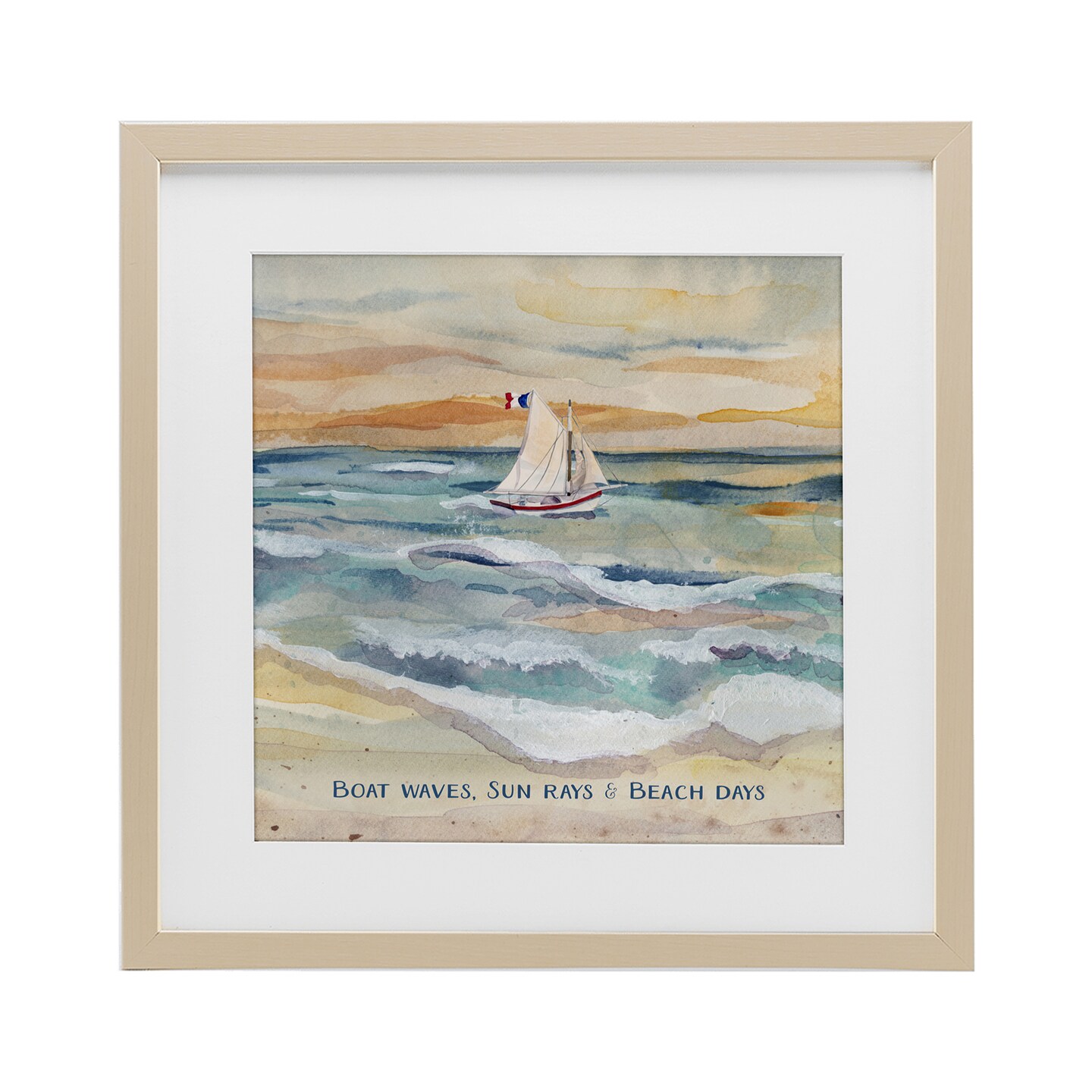 Stupell Industries Boat Waves Sun Rays Beach Days Framed Print Under ...