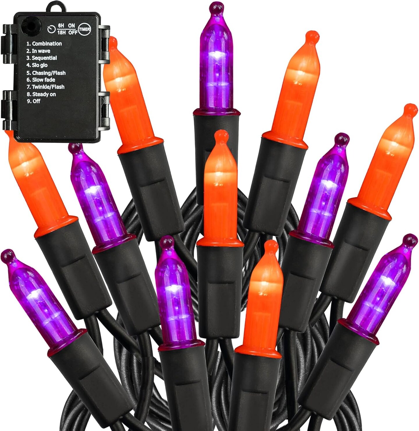 Battery Operated Halloween Lights Outdoor (Purple &#x26; Orange)