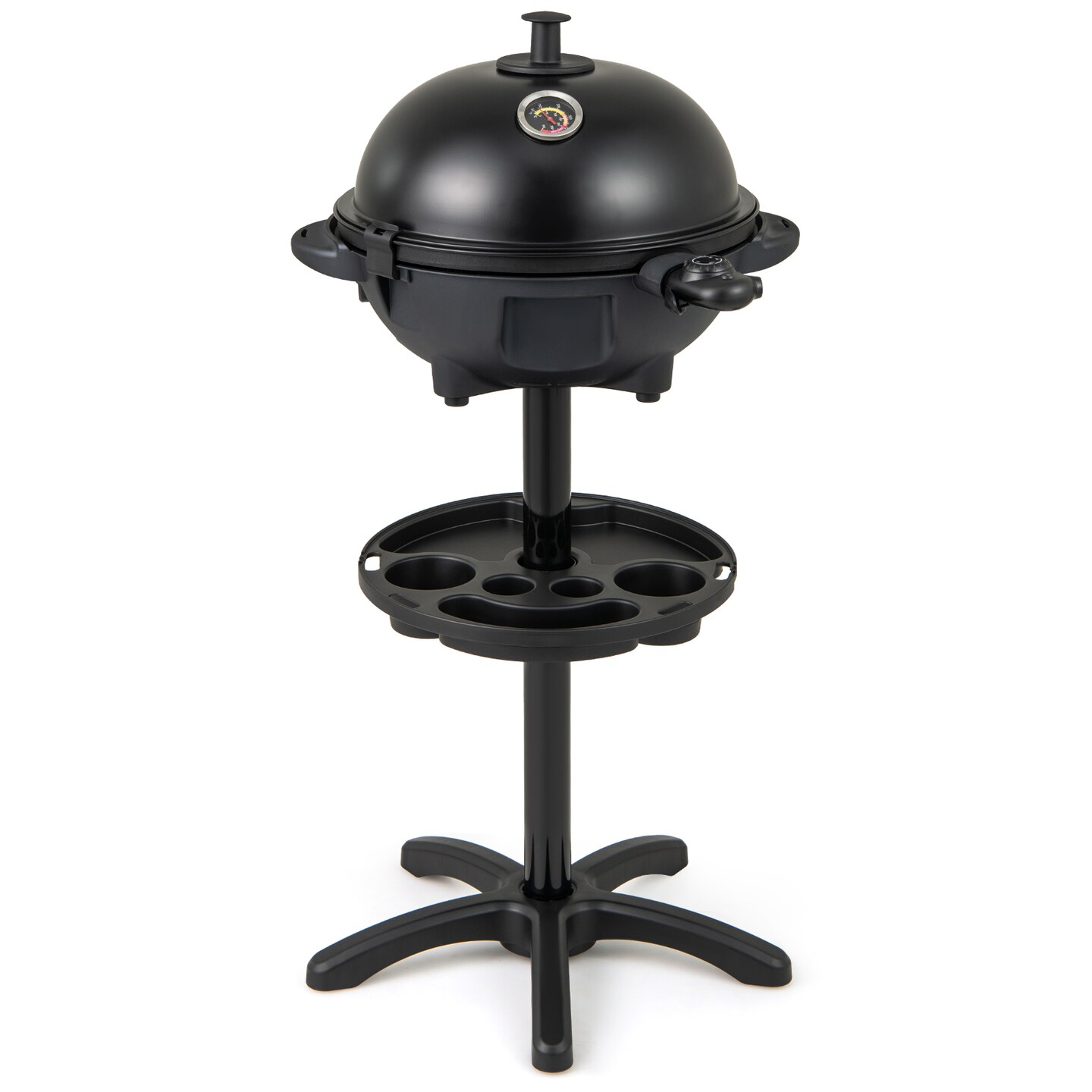 16" Freestanding Electric BBQ Grill 1200W with Aluminum Plate and Adjustable Temp 356-518°F