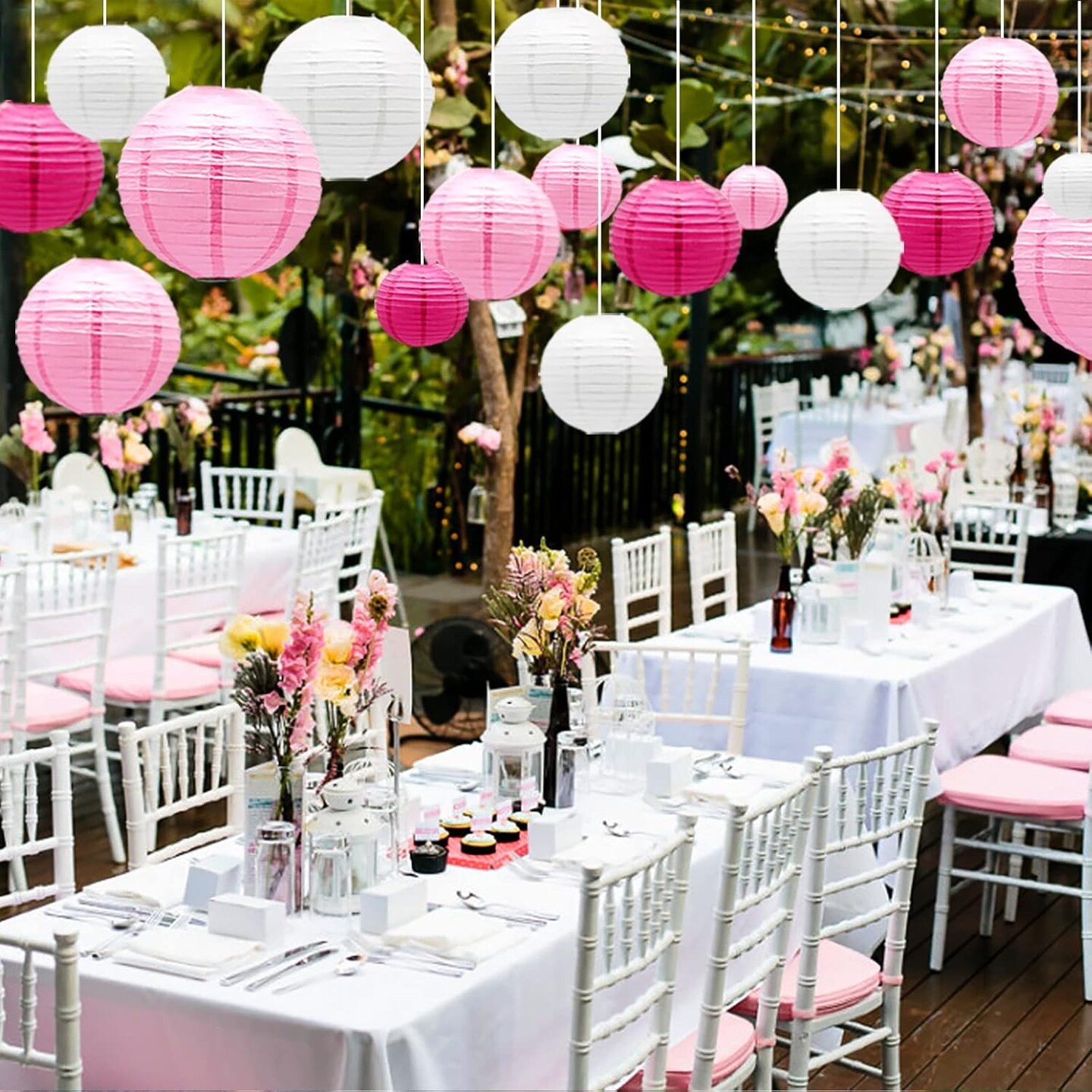 Round Chinese Paper Lanterns(&#x9;Pink)