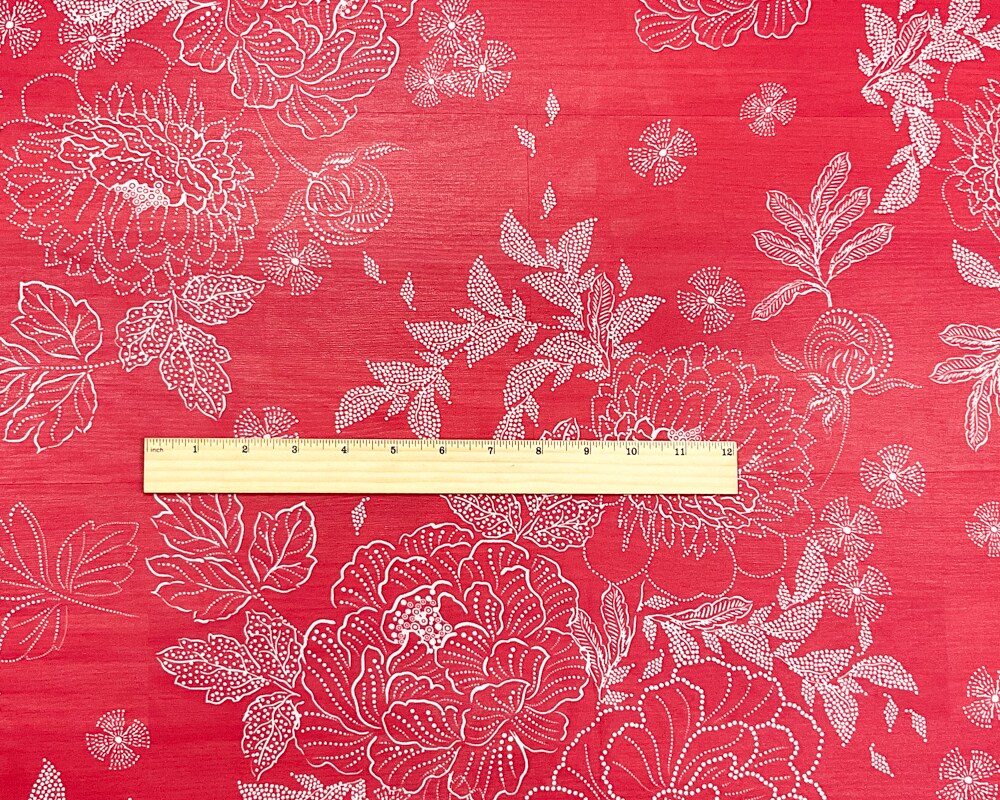 Red-White Poly Floral Printed Chiffon Woven Fabric By the Yard