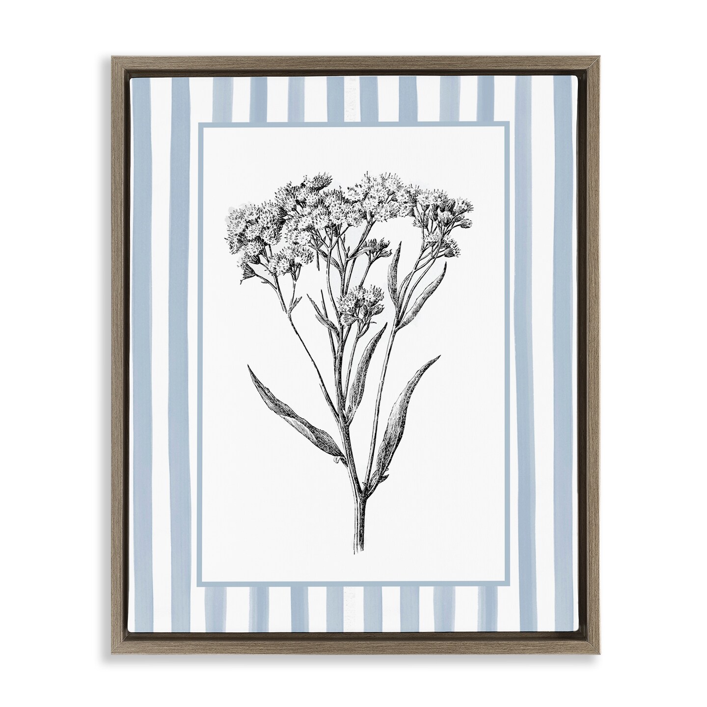 Stupell Industries Vintage Herbs Blue Striped Border Floating Frame, design by Lettered and Lined