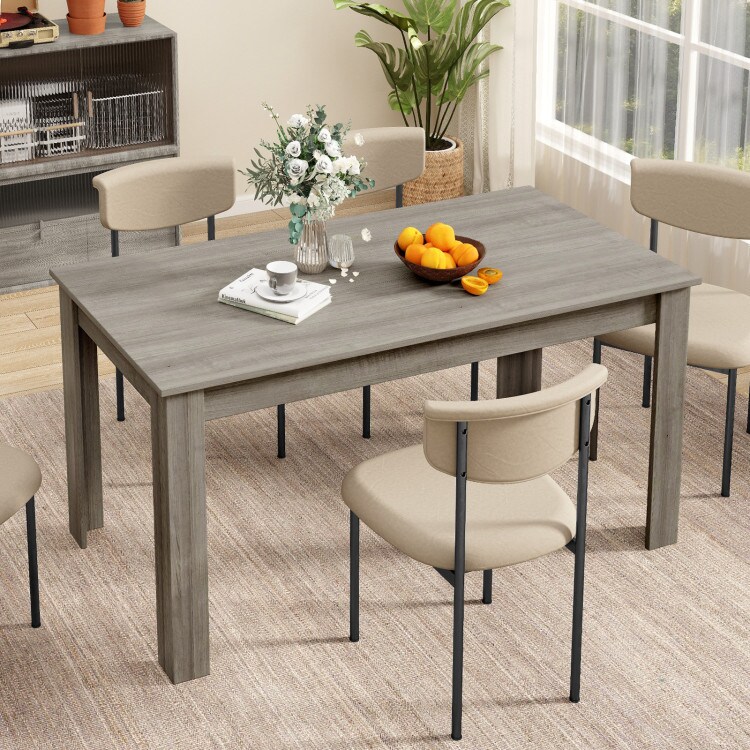 Light Grey Engineered Wood Dining Table 63 inches with Sturdy Design