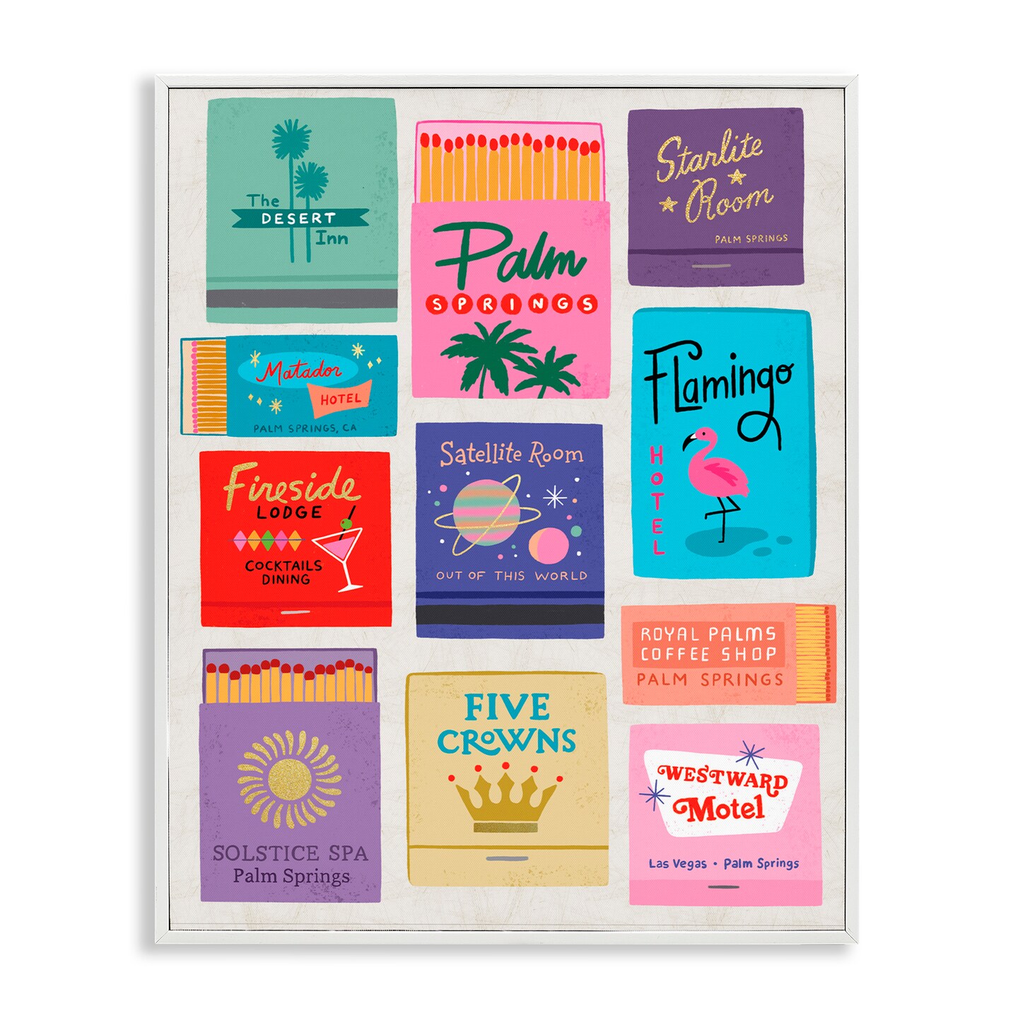 Stupell Industries Retro Glam Matchbooks Framed Giclee, design by Nina Seven