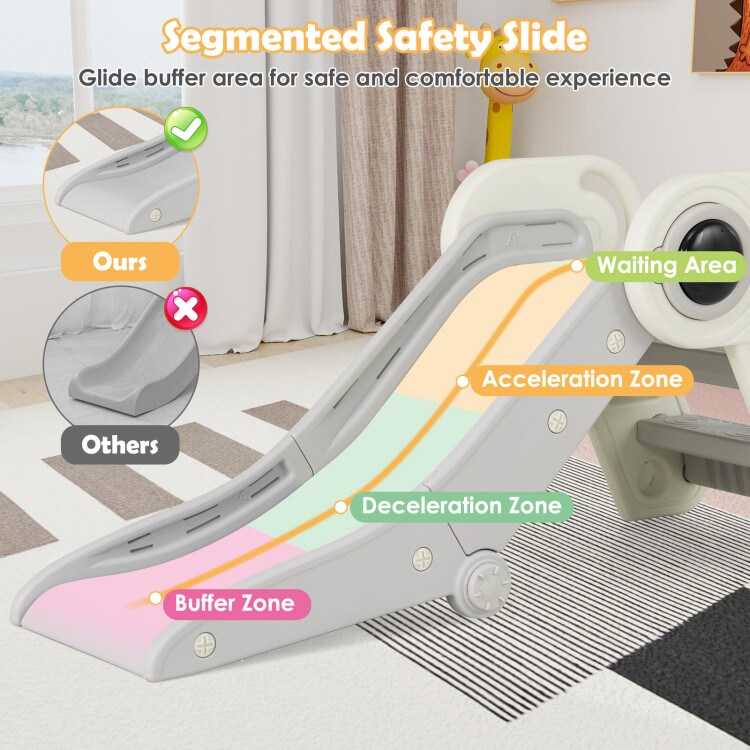 HDPE 2-in-1 Kids Slide with Foldable Climber and Handrails