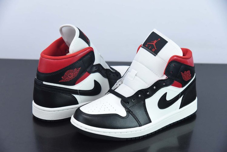 Air Jordan 1 Mid 8.5 ブラック/レッド/ホワイト JORDAN 1 MID WHITE