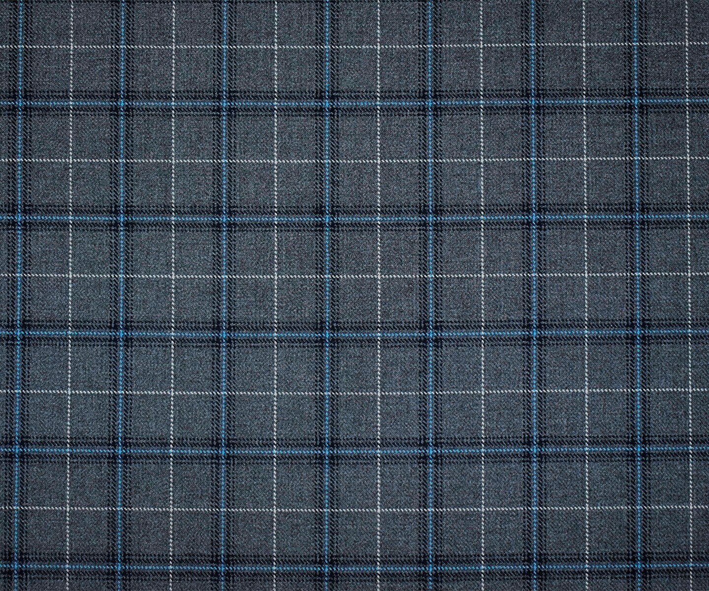 Gray-Blue-Multi Poly-Wool Plaid Woven Twill Suiting Fabric By the Yard