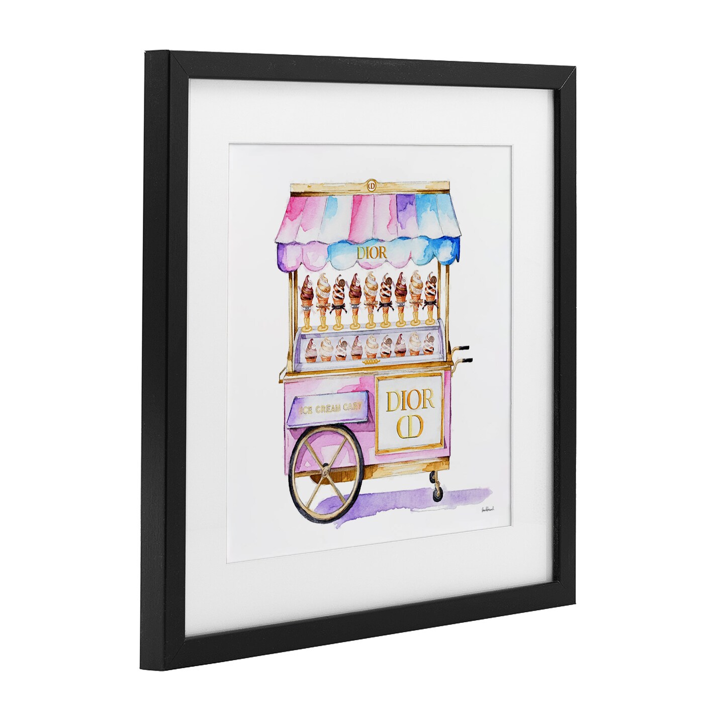 Stupell Industries Pastel Glam Ice Cream Framed Print Under Glass, design by Amanda Greenwood