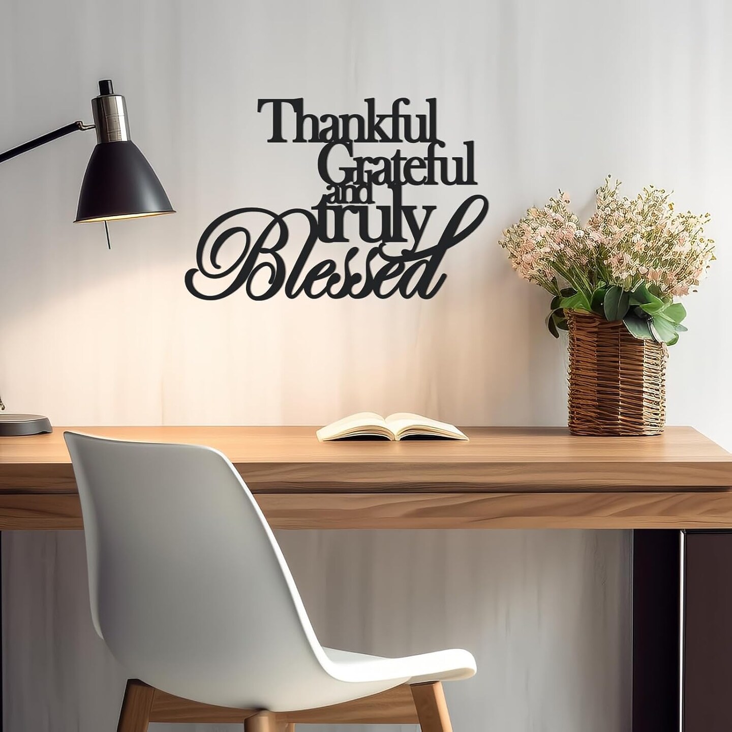 Classic Thankful Grateful Blessed Wall Decor(black)
