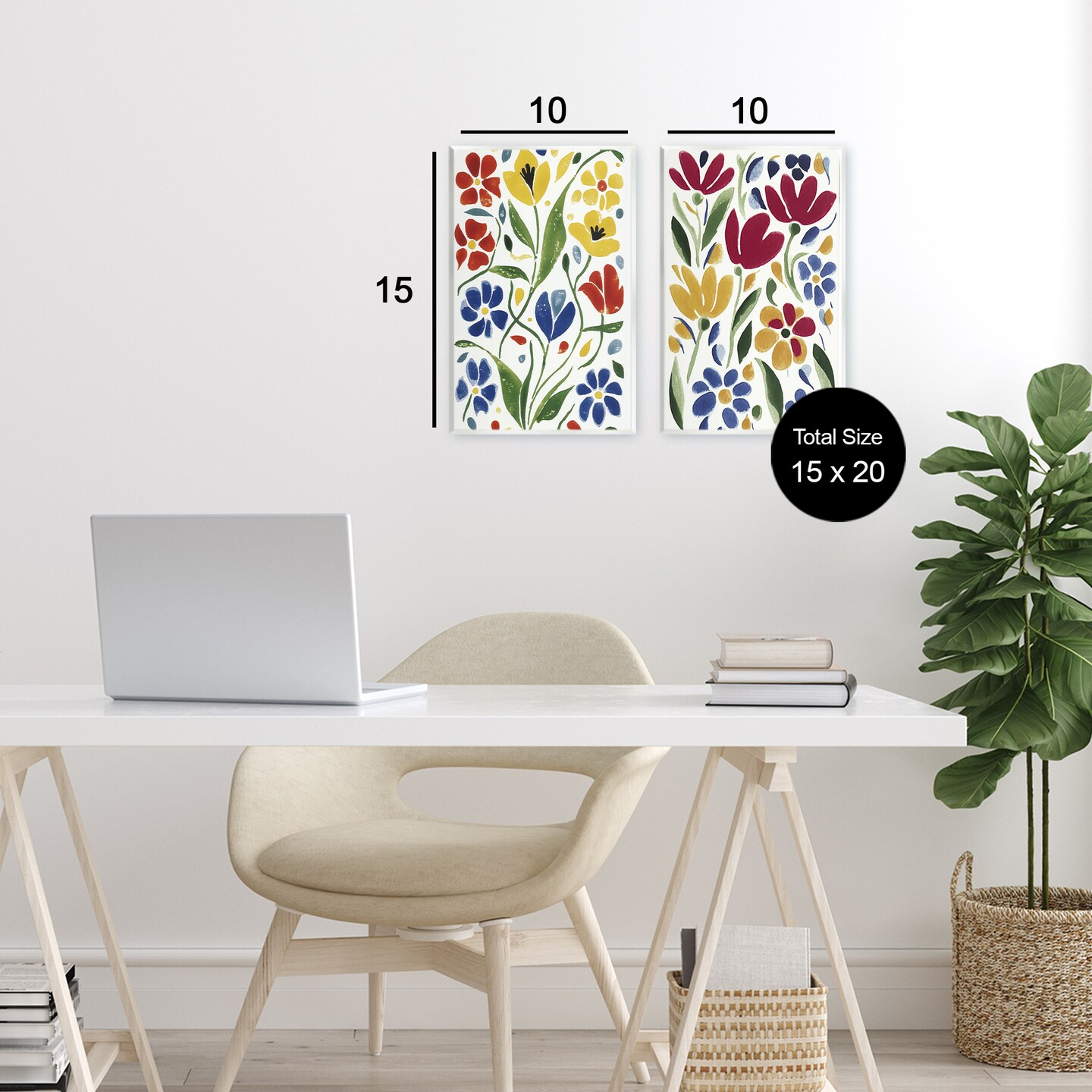 Stupell Industries Scandinavian Wild Flowers 2pc Wall Plaque Set, design by Annabelle Hall