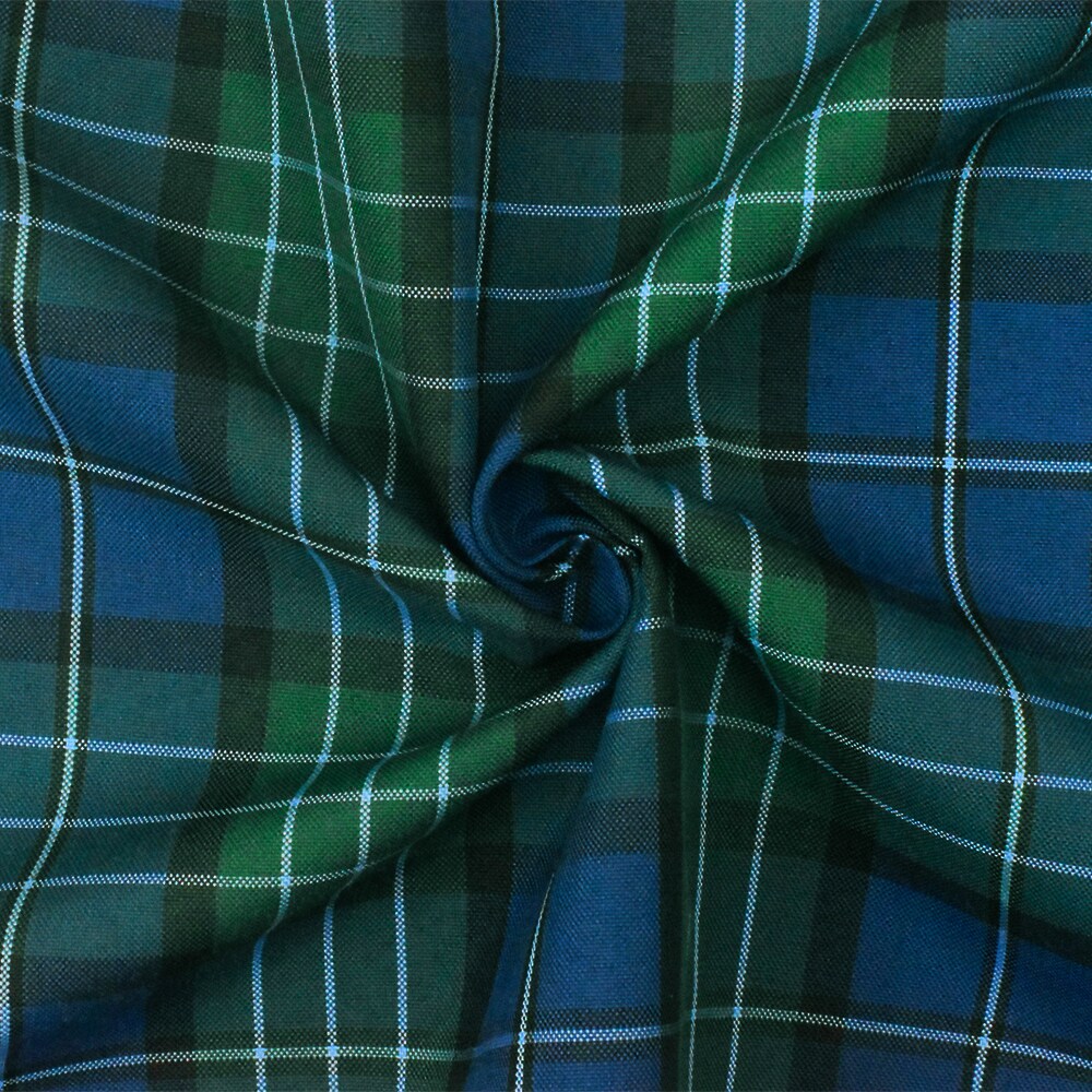 School Teal-Green-Multi Plaid Poly Madras Woven Fabric By the Yard