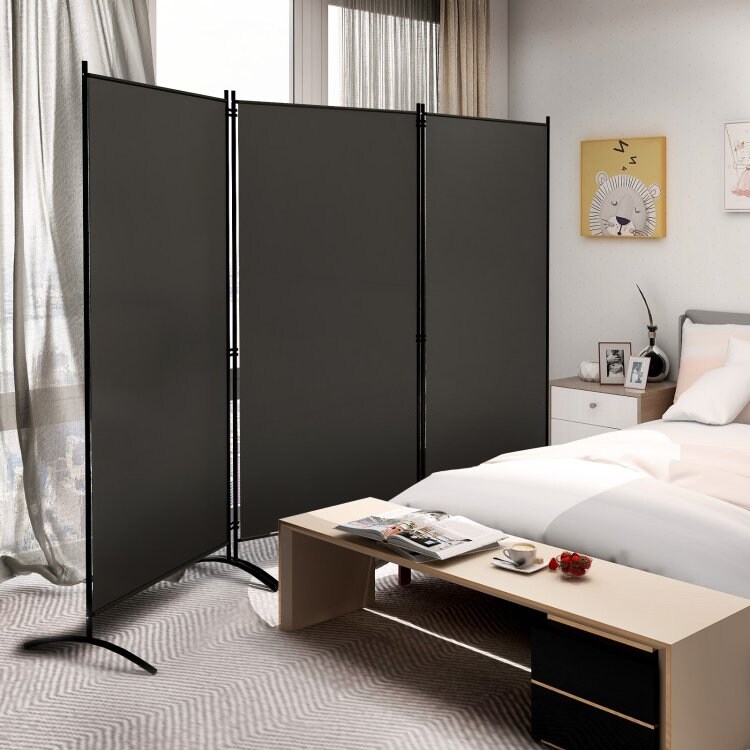 6-Ft 3-Panel Room Divider with Steel Base and Hinges