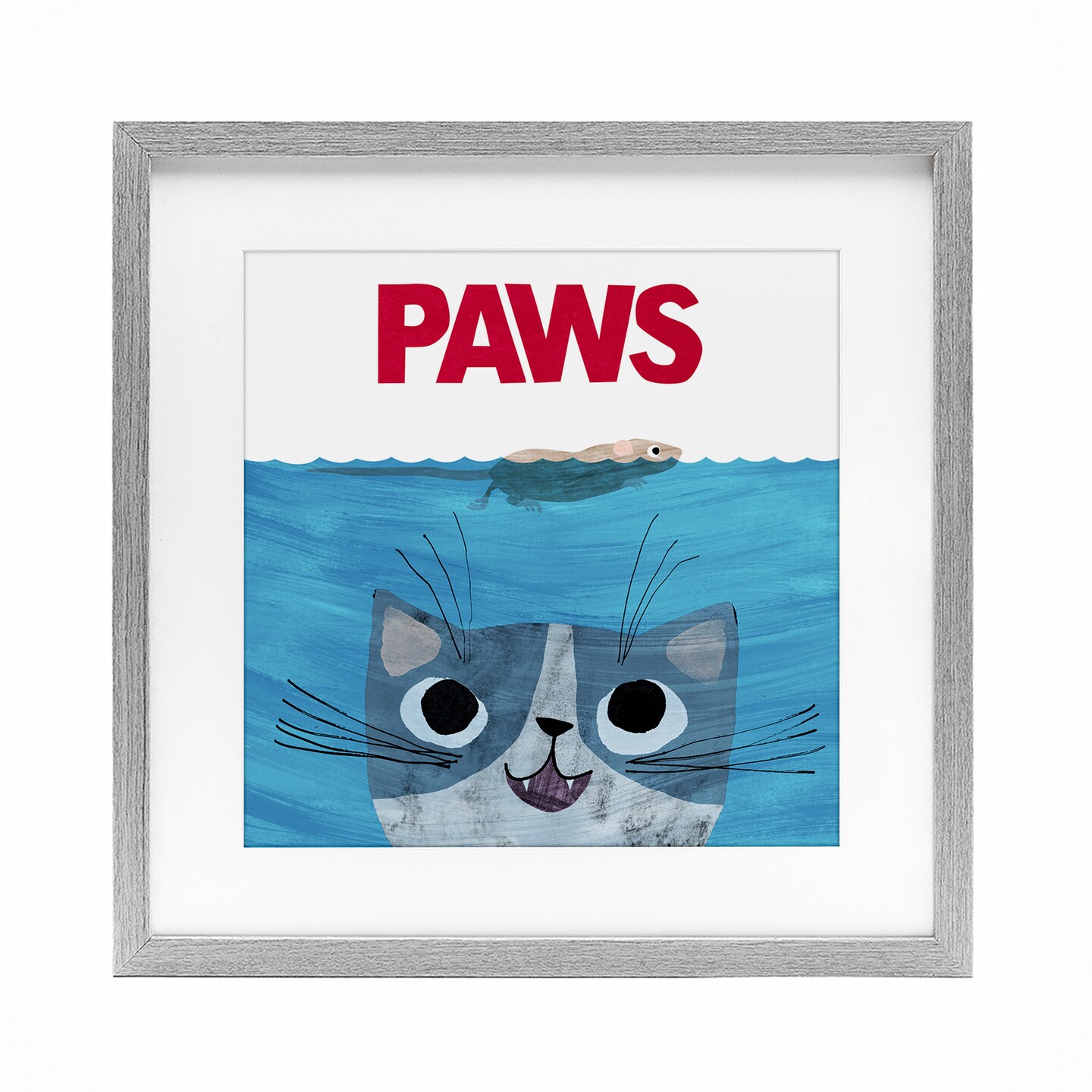 Stupell Industries Paws Cat Movie Parody Framed Print Under Glass, design by Angie Rozelaar
