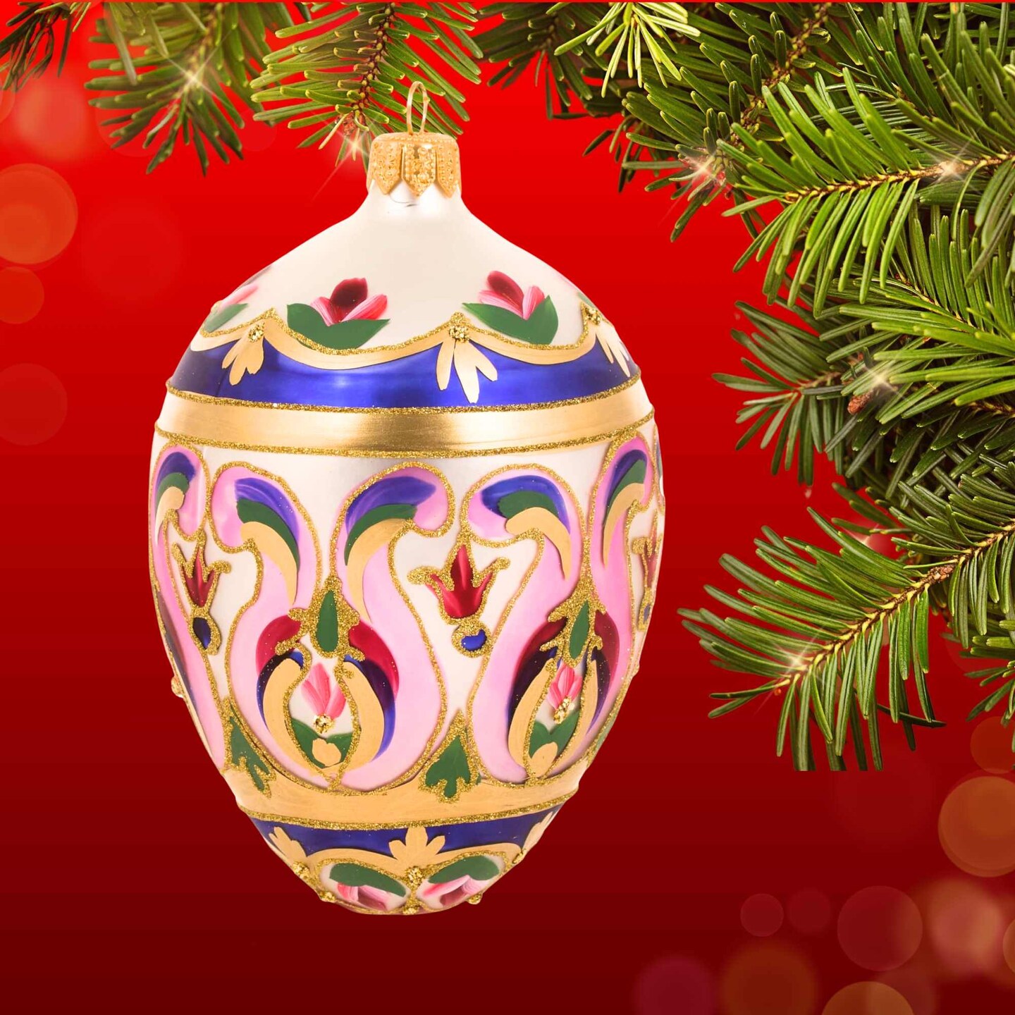 Miss Christmas 5.0 Inch Pink &#x26; Purple Fabrege Egg Christmas Tree Ornament , Christmas Decor