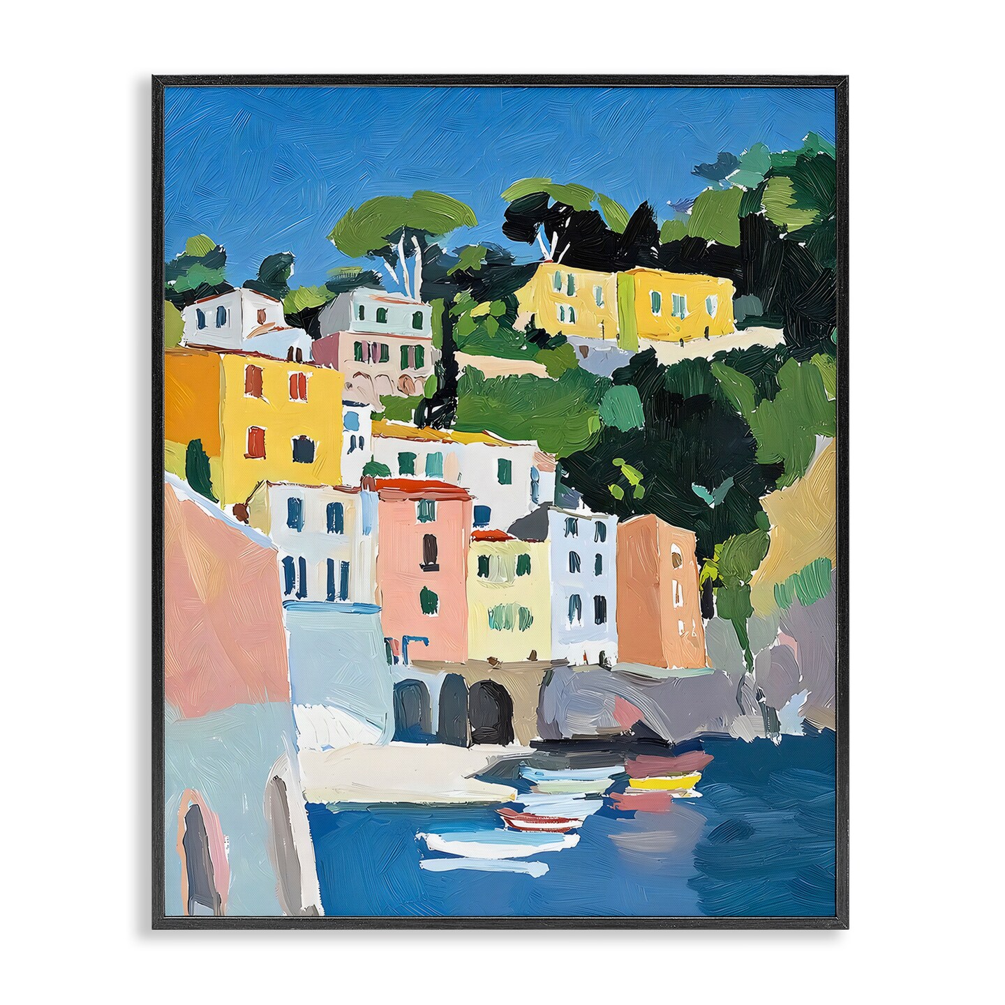 Stupell Industries Coastal Italian City Buildings Framed Giclee, design by Riley B