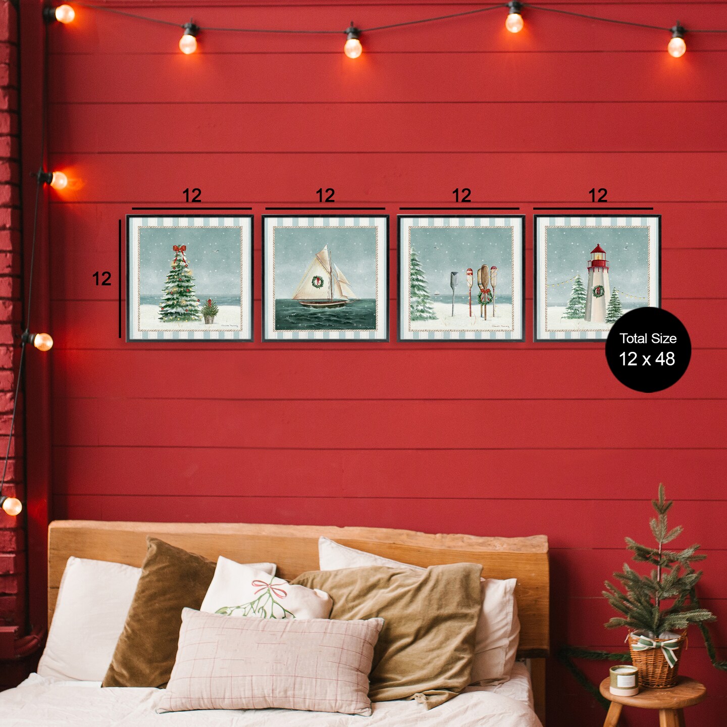 Stupell Industries Nautical Christmas Scenes 4pc Framed Giclee Set, design by Danielle Murray