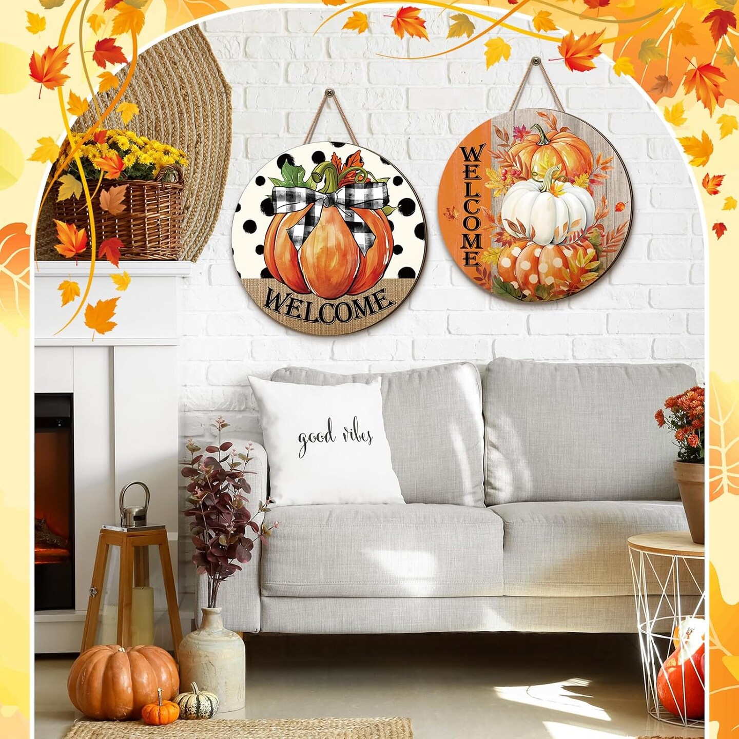 3 Pcs Fall Decoration for Home Front Door Decor(Pumpkin)