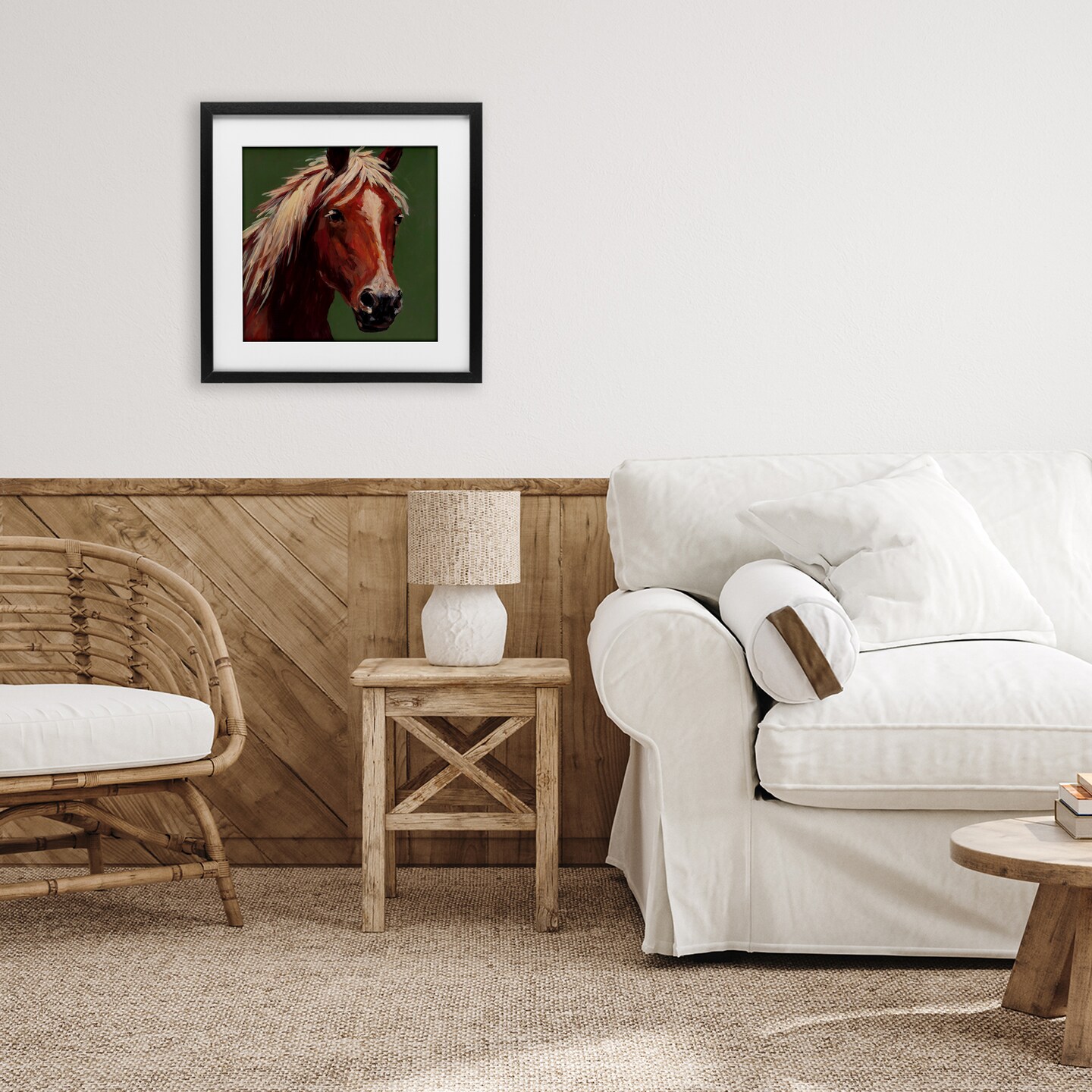 Stupell Industries Modern Horse on Green Framed Print Under Glass, design by Wani Pasion