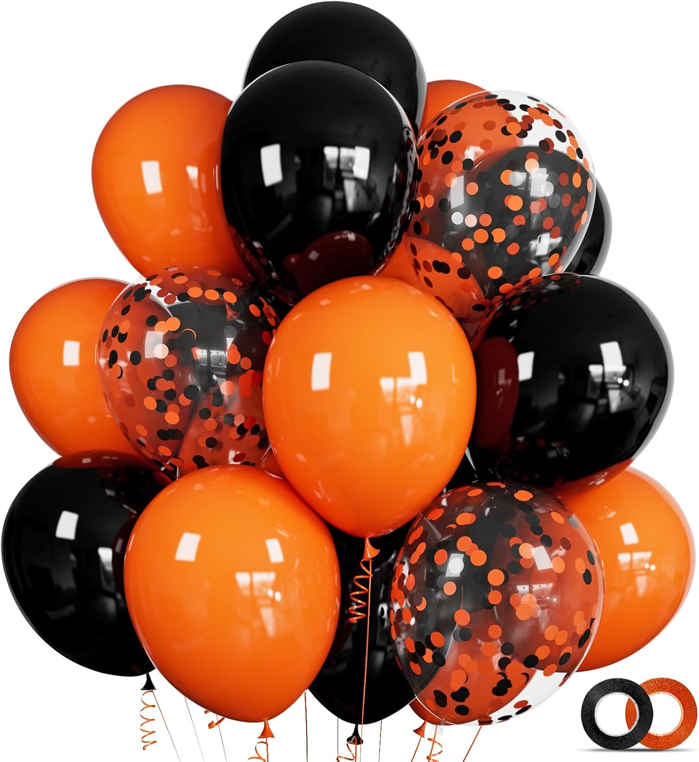 Orange Confetti Balloon Halloween Latex Party Balloons(Orange and Black Balloons)