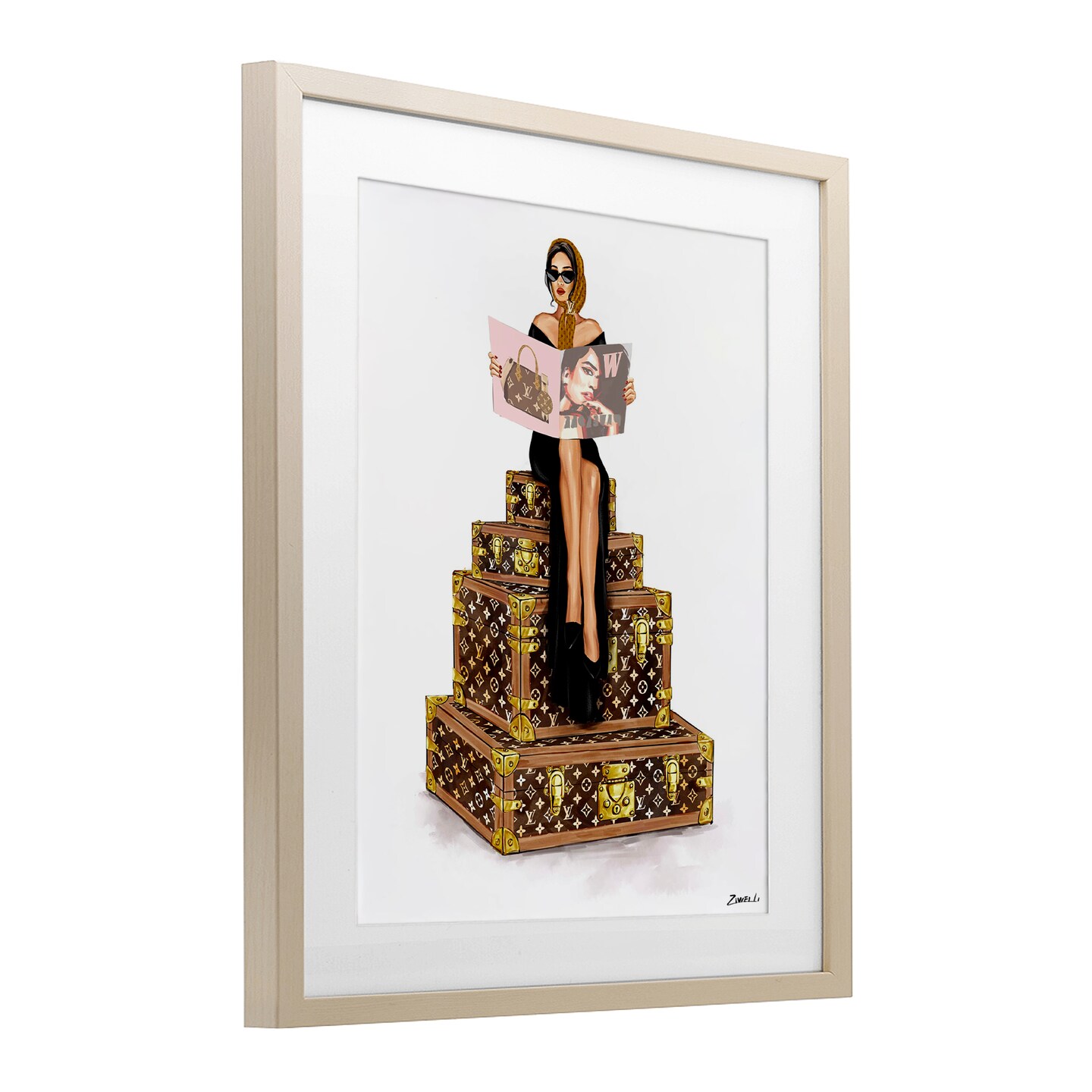 Stupell Industries Luxury Cases & Glam Girl Framed Print Under Glass, design by Ziwei Li