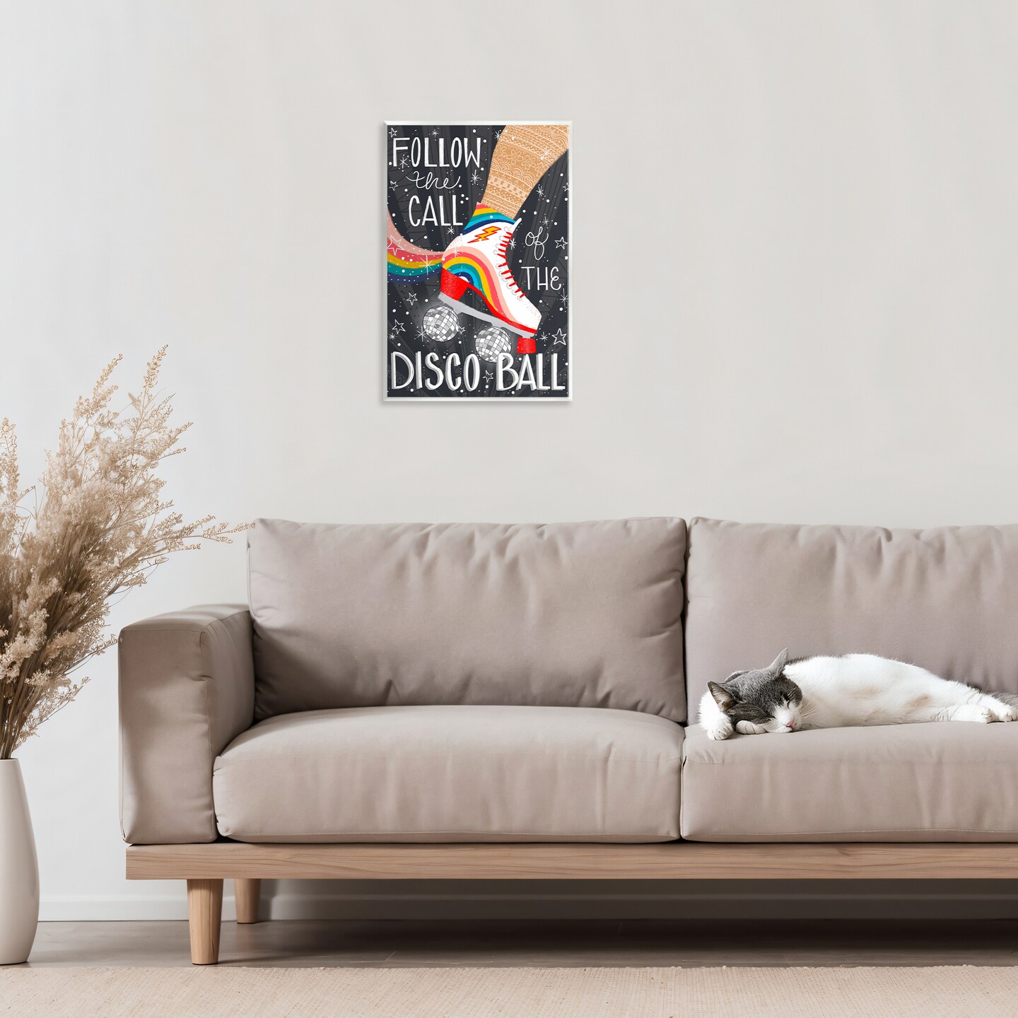 Stupell Industries Follow The Call of Disco Ball Wall Plaque, design by Emiko Rainbow