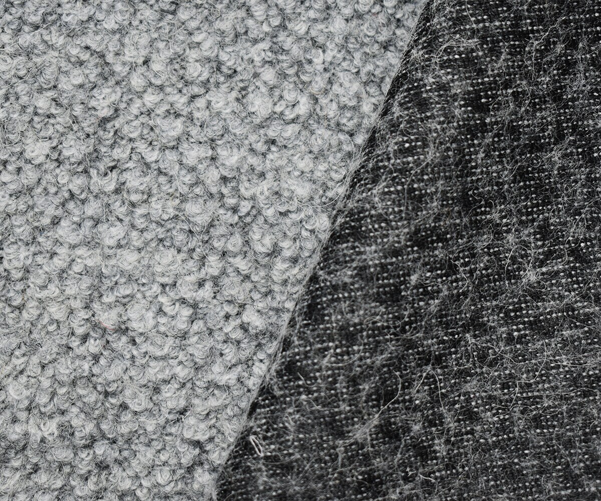 Gray Wool-Poly Boucle Knit Fabric By the Yard