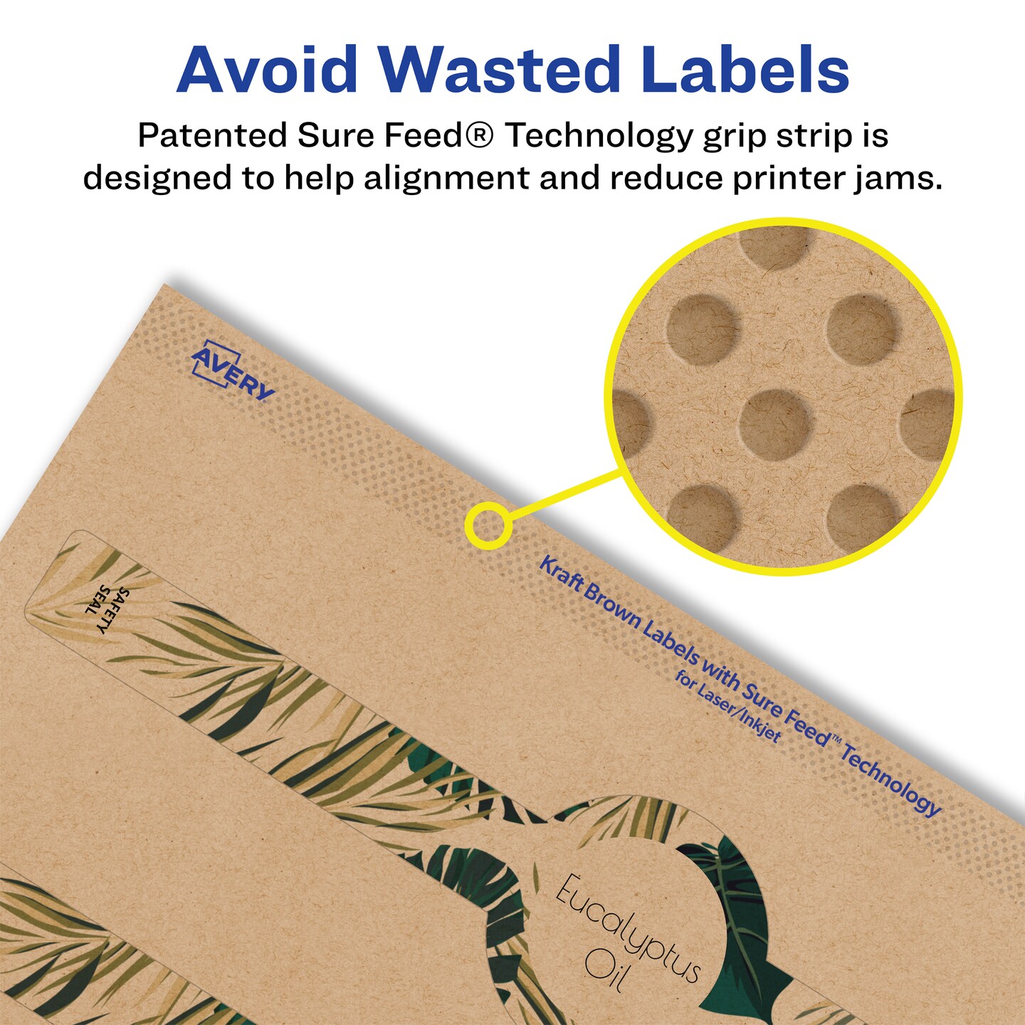 Avery Kraft Brown Wraparound Labels with Sure Feed, 1.5" x 7.75"