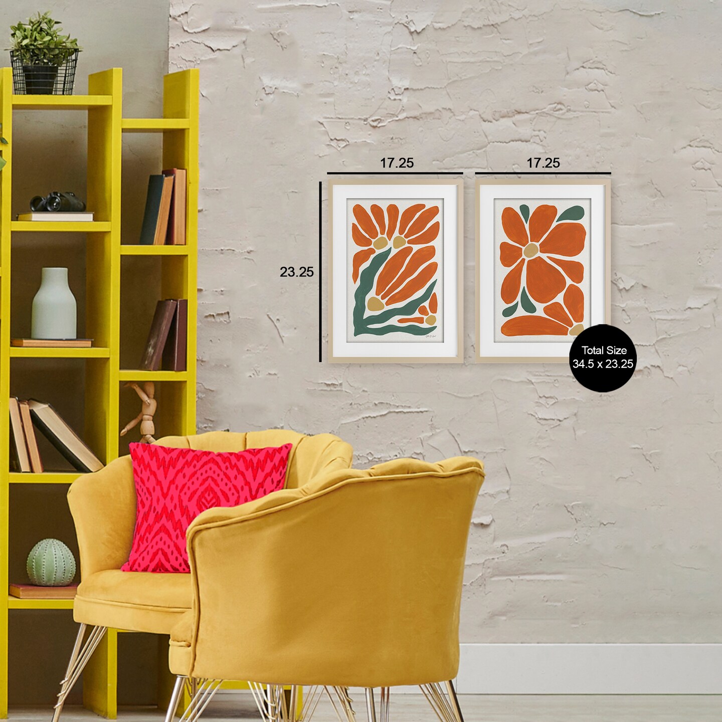 Stupell Industries Midcentury Flower Abstracts 2pc Framed Print Under Glass Set, design by Yvette St. Amant