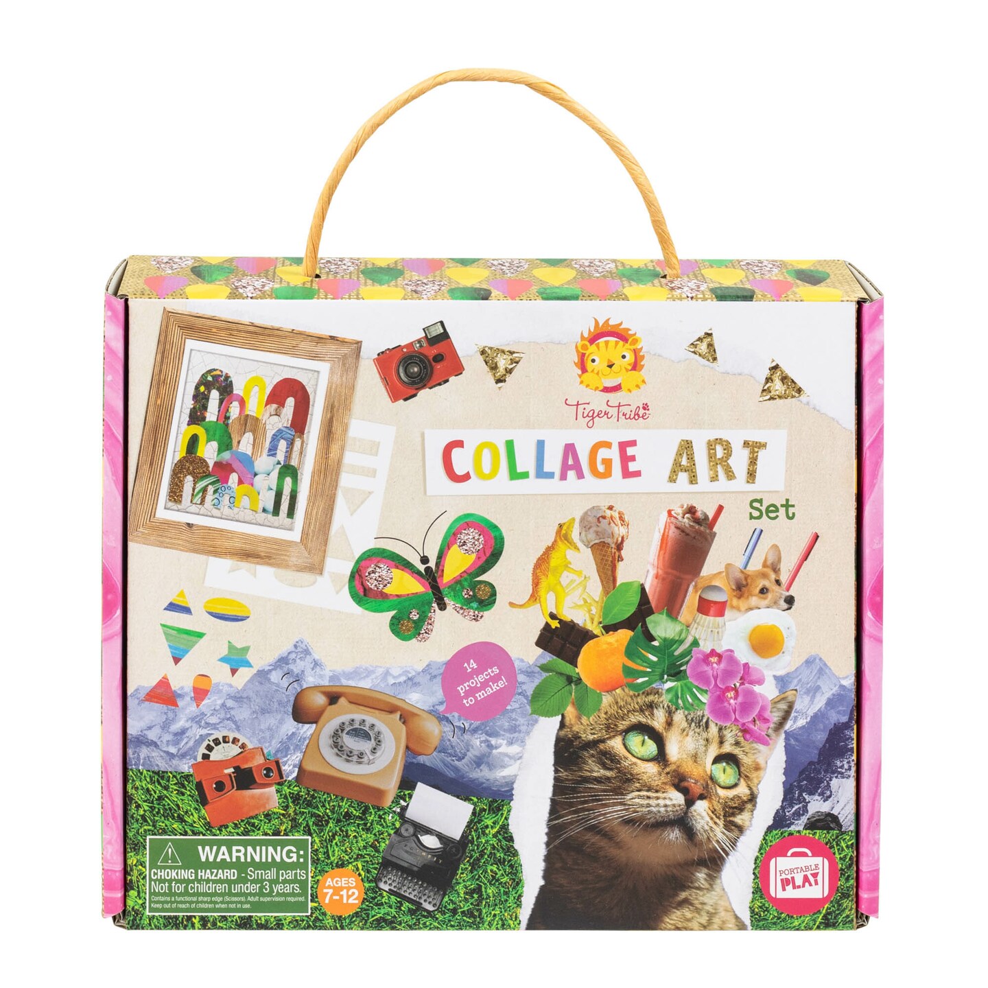 Tiger Tribe: Collage Art Set - All-In-1 Artist Kit, Includes Scissors, Pen, Stickers, Pattern Pages & More! Cut-Glue-Collage, Kids Crafts Kit Age7+